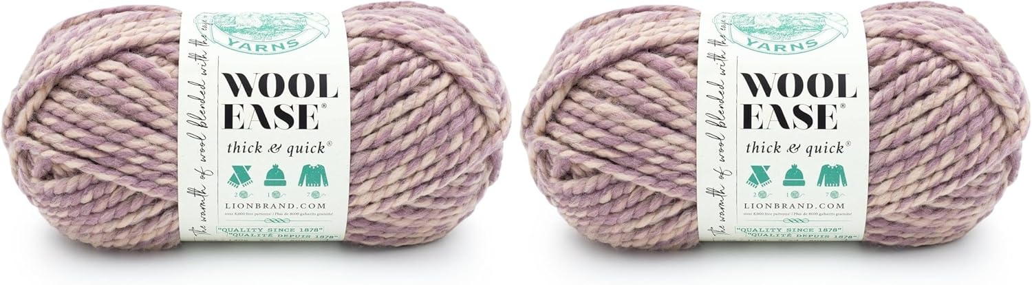 image:imageLion Brand Yarn WoolEase Thick and Quick Yarn Soft and Bulky Yarn for Knitting Crocheting and Crafting 3 Pack Abalone Super Bulky Wool Acrylic Blend Fiber for Soft Hats Sweaters Chunky Blankets Yarn for Crochet Knitting Crafts WeavingBubbles