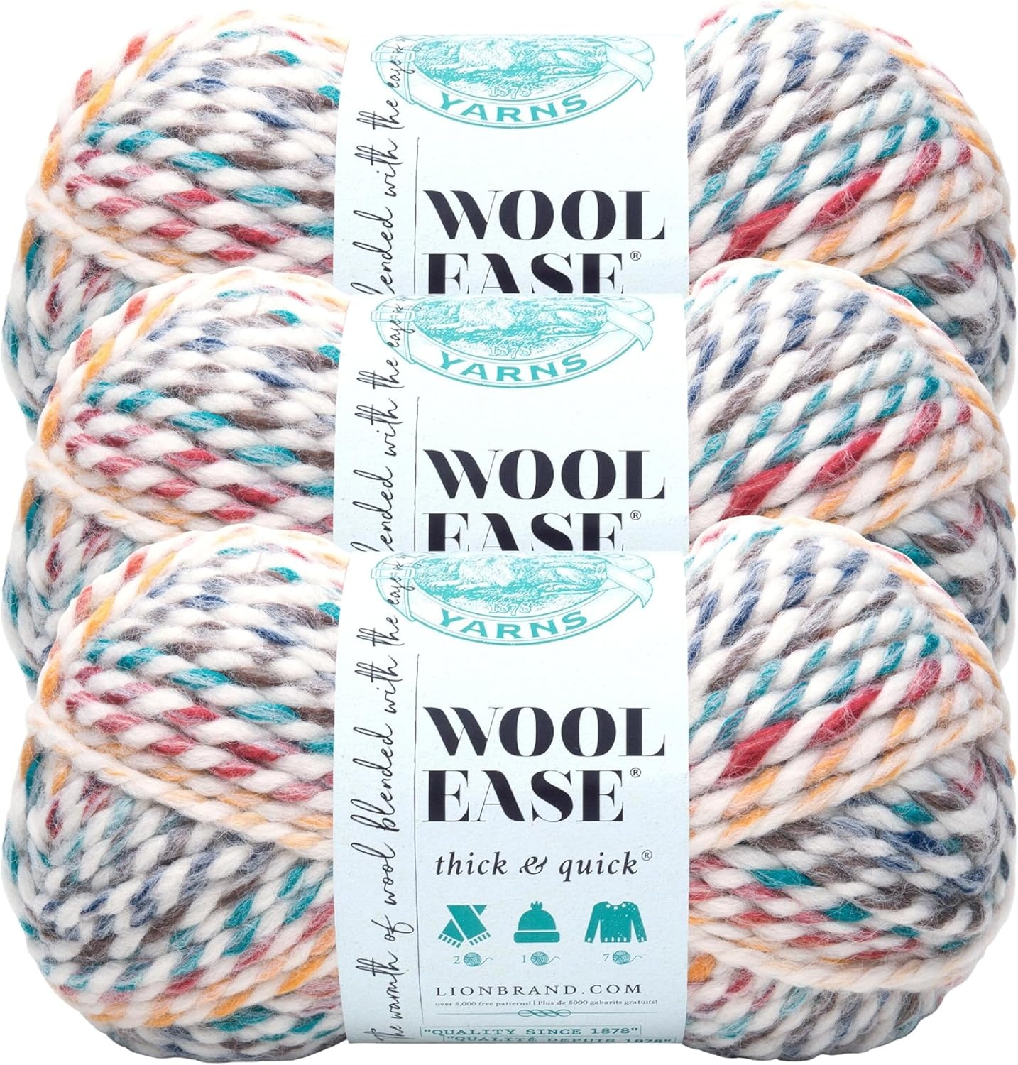image:imageLion Brand Yarn WoolEase Thick and Quick Yarn Soft and Bulky Yarn for Knitting Crocheting and Crafting 3 Pack Abalone Super Bulky Wool Acrylic Blend Fiber for Soft Hats Sweaters Chunky Blankets Yarn for Crochet Knitting Crafts WeavingHudson Bay