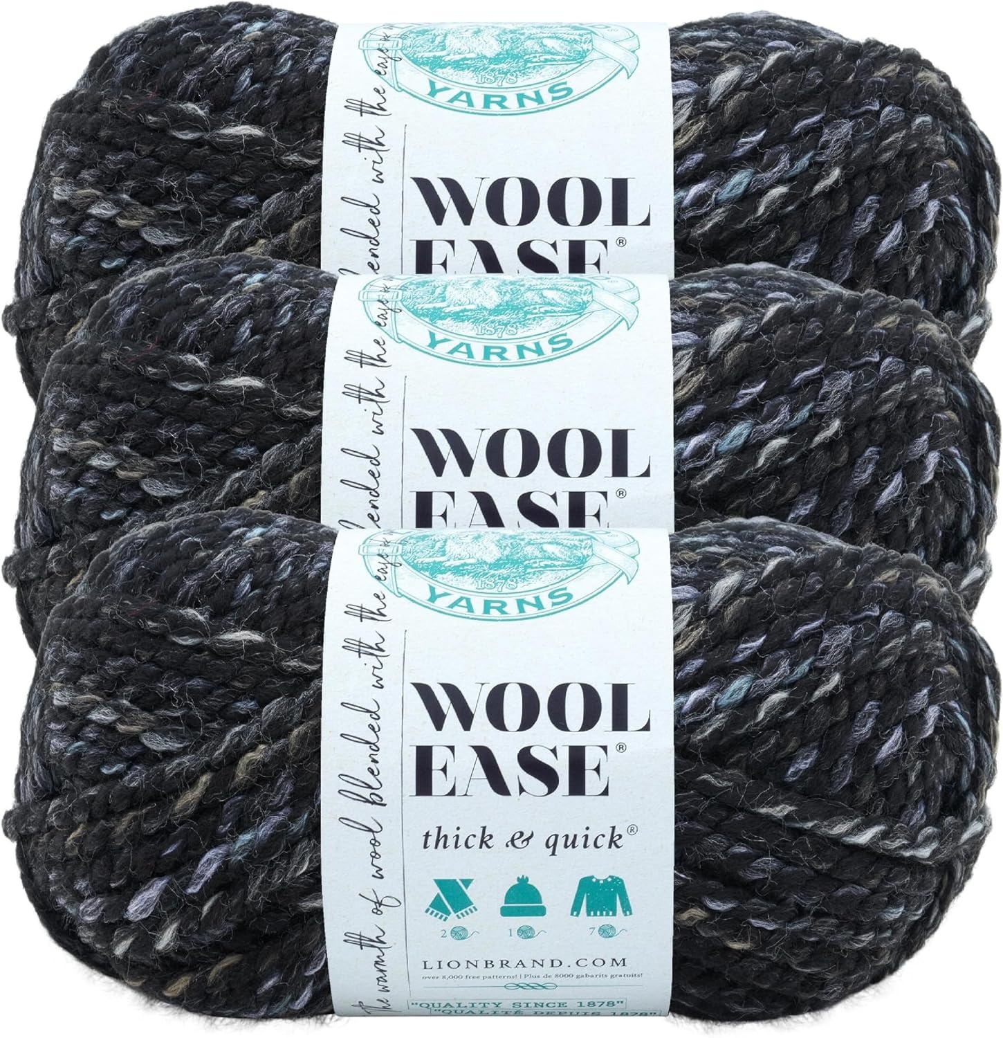 image:imageLion Brand Yarn WoolEase Thick and Quick Yarn Soft and Bulky Yarn for Knitting Crocheting and Crafting 3 Pack Abalone Super Bulky Wool Acrylic Blend Fiber for Soft Hats Sweaters Chunky Blankets Yarn for Crochet Knitting Crafts WeavingMetropolis
