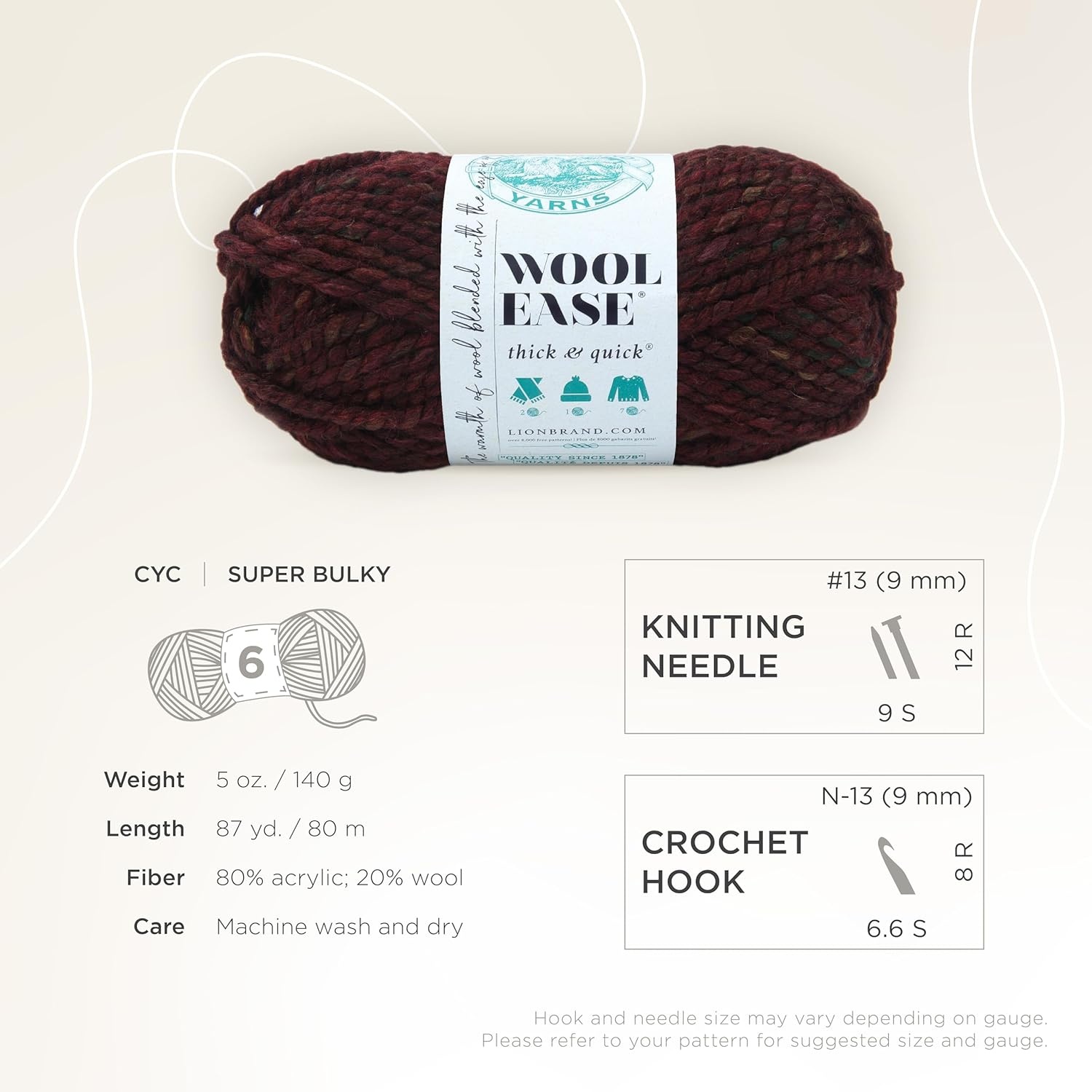 image:imageLion Brand Yarn WoolEase Thick and Quick Yarn Soft and Bulky Yarn for Knitting Crocheting and Crafting 3 Pack Abalone Super Bulky Wool Acrylic Blend Fiber for Soft Hats Sweaters Chunky Blankets Yarn for Crochet Knitting Crafts WeavingSpiced Apple