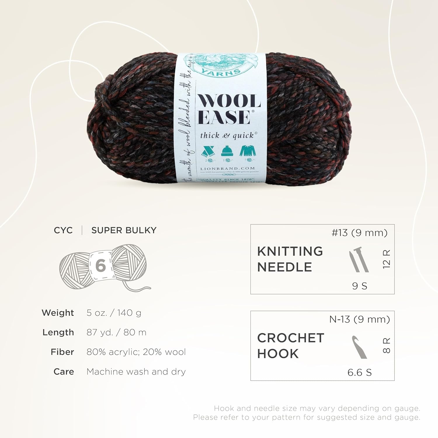 image:imageLion Brand Yarn WoolEase Thick and Quick Yarn Soft and Bulky Yarn for Knitting Crocheting and Crafting 3 Pack Abalone Super Bulky Wool Acrylic Blend Fiber for Soft Hats Sweaters Chunky Blankets Yarn for Crochet Knitting Crafts WeavingBlackstone