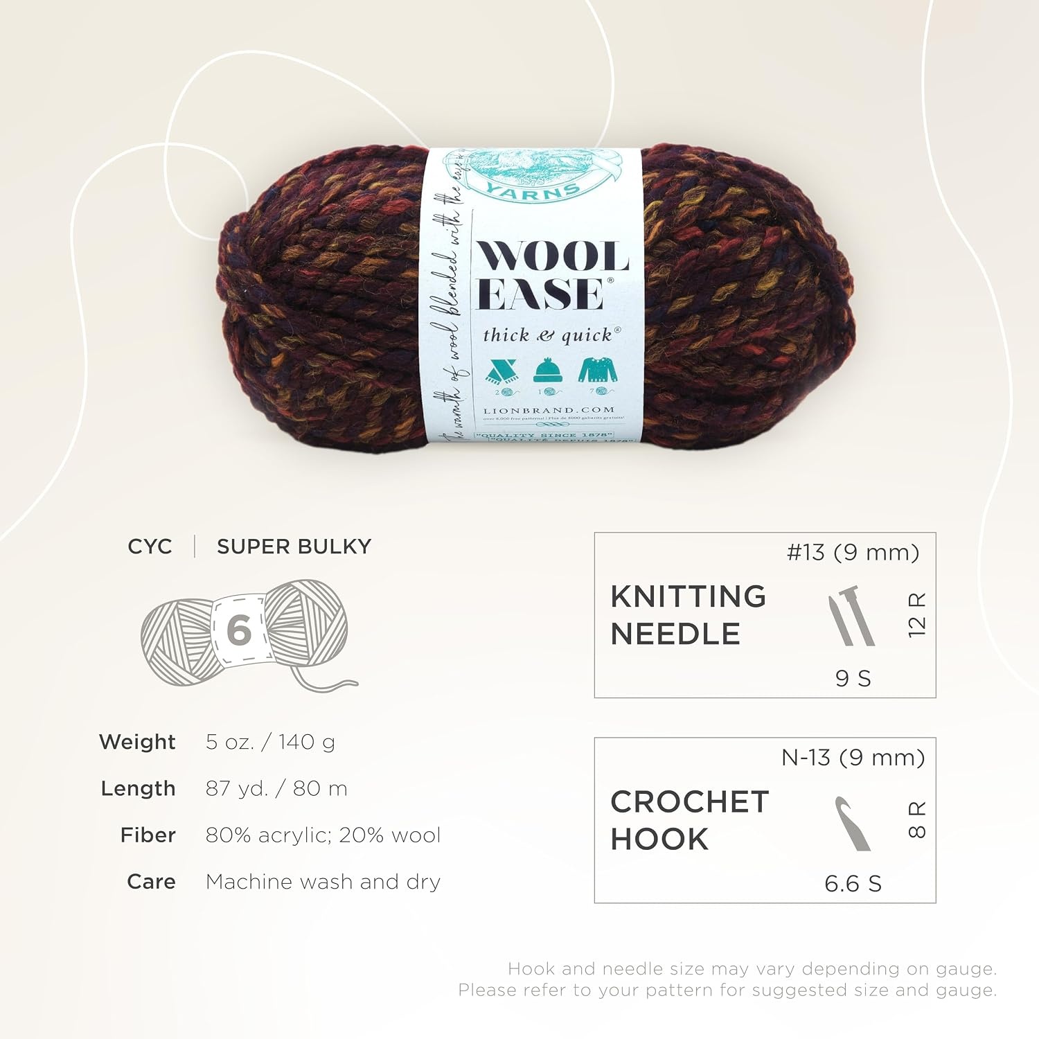 image:imageLion Brand Yarn WoolEase Thick and Quick Yarn Soft and Bulky Yarn for Knitting Crocheting and Crafting 3 Pack Abalone Super Bulky Wool Acrylic Blend Fiber for Soft Hats Sweaters Chunky Blankets Yarn for Crochet Knitting Crafts WeavingHarvest