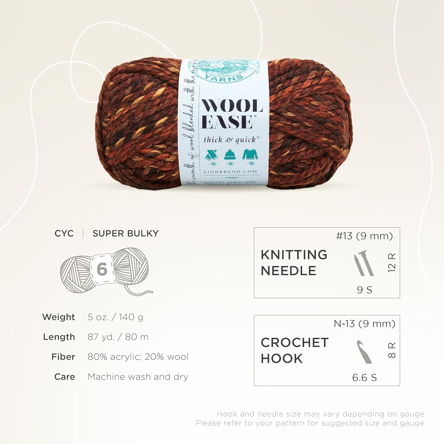 image:imageLion Brand Yarn WoolEase Thick and Quick Yarn Soft and Bulky Yarn for Knitting Crocheting and Crafting 3 Pack Abalone Super Bulky Wool Acrylic Blend Fiber for Soft Hats Sweaters Chunky Blankets Yarn for Crochet Knitting Crafts WeavingSequoia
