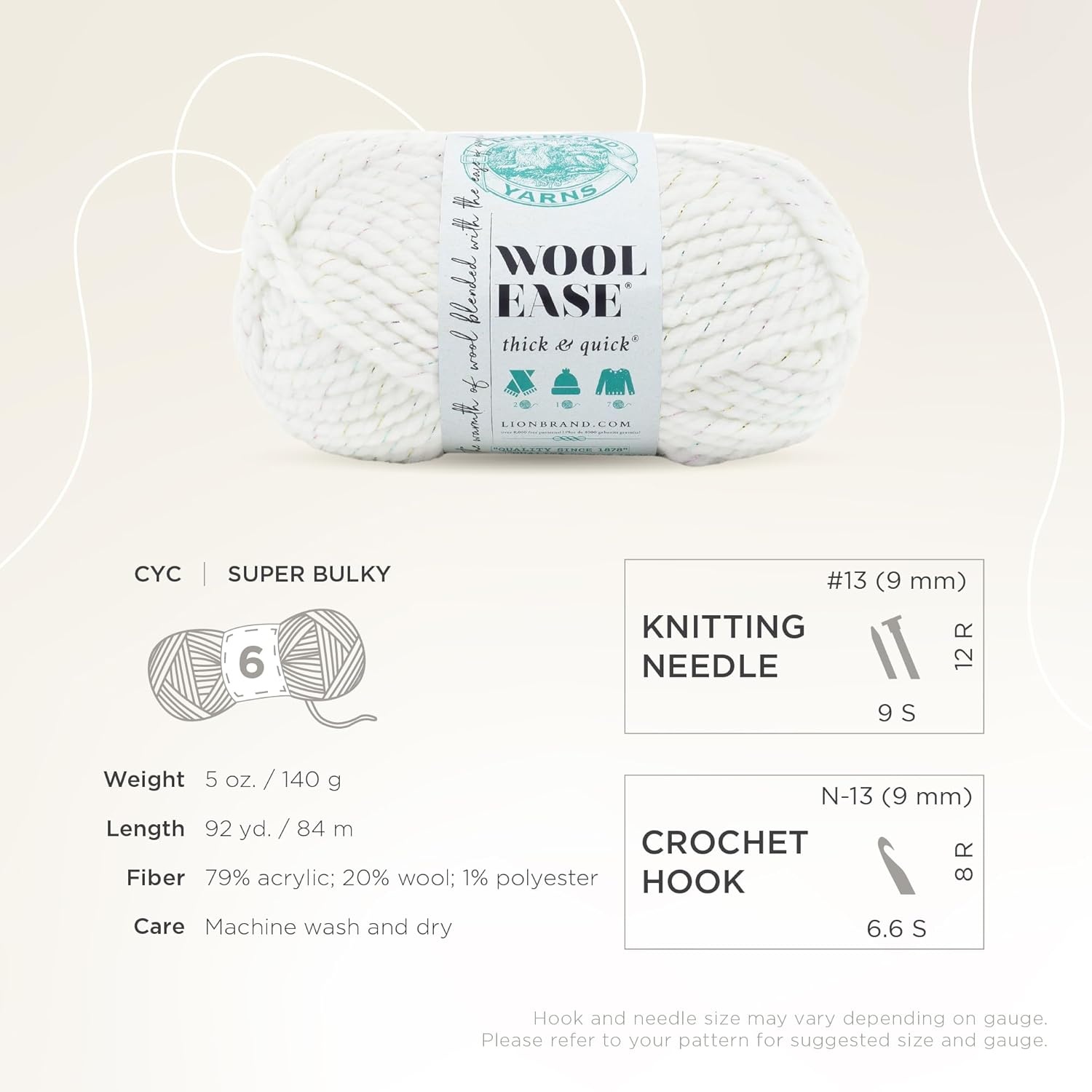 image:imageLion Brand Yarn WoolEase Thick and Quick Yarn Soft and Bulky Yarn for Knitting Crocheting and Crafting 3 Pack Abalone Super Bulky Wool Acrylic Blend Fiber for Soft Hats Sweaters Chunky Blankets Yarn for Crochet Knitting Crafts WeavingCelebration