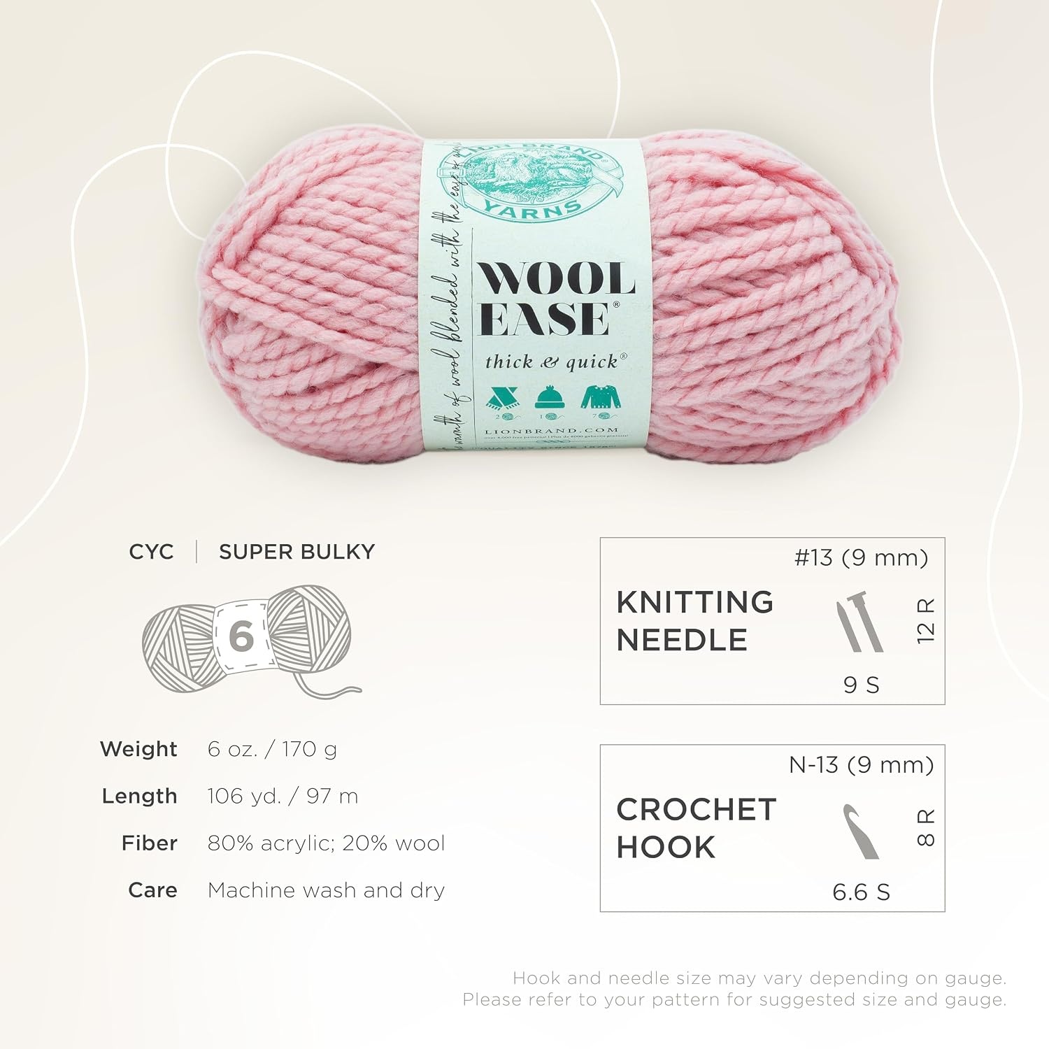 image:imageLion Brand Yarn WoolEase Thick and Quick Yarn Soft and Bulky Yarn for Knitting Crocheting and Crafting 3 Pack Abalone Super Bulky Wool Acrylic Blend Fiber for Soft Hats Sweaters Chunky Blankets Yarn for Crochet Knitting Crafts WeavingRouge