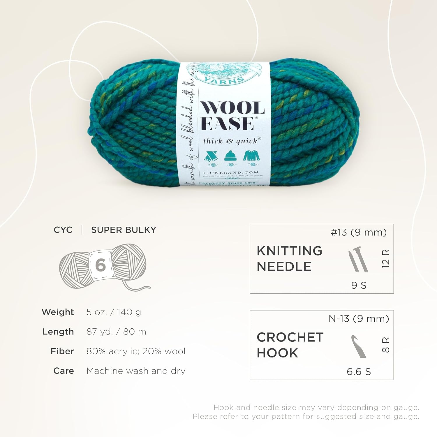 image:imageLion Brand Yarn WoolEase Thick and Quick Yarn Soft and Bulky Yarn for Knitting Crocheting and Crafting 3 Pack Abalone Super Bulky Wool Acrylic Blend Fiber for Soft Hats Sweaters Chunky Blankets Yarn for Crochet Knitting Crafts WeavingBluegrass