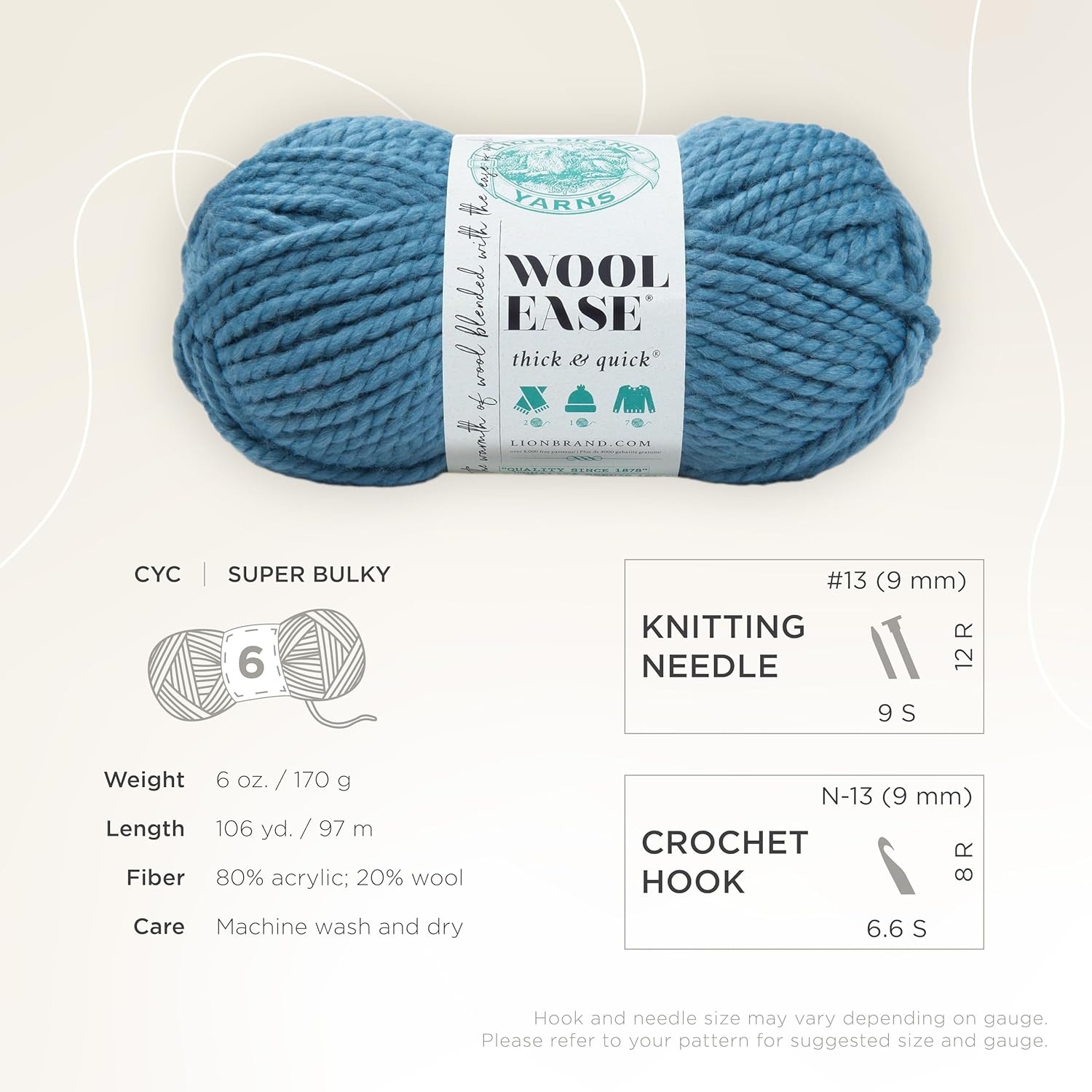 image:imageLion Brand Yarn WoolEase Thick and Quick Yarn Soft and Bulky Yarn for Knitting Crocheting and Crafting 3 Pack Abalone Super Bulky Wool Acrylic Blend Fiber for Soft Hats Sweaters Chunky Blankets Yarn for Crochet Knitting Crafts WeavingAir Force