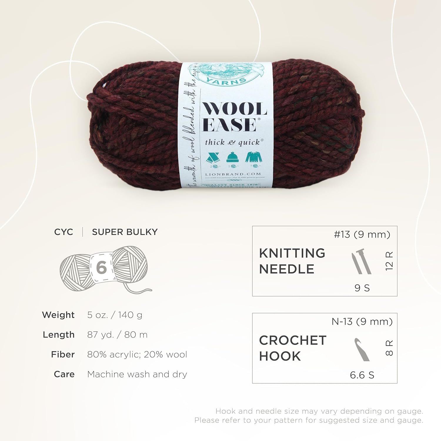 image:imageLion Brand Yarn WoolEase Thick and Quick Yarn Soft and Bulky Yarn for Knitting Crocheting and Crafting 3 Pack Abalone Super Bulky Wool Acrylic Blend Fiber for Soft Hats Sweaters Chunky Blankets Yarn for Crochet Knitting Crafts WeavingSpiced Apple