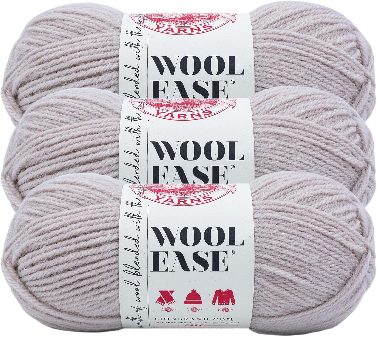 image:imageLion Brand Yarn WoolEase Yarn WorstedWeight Yarn for Knitting and Crocheting 1 Pack IcicleAntler