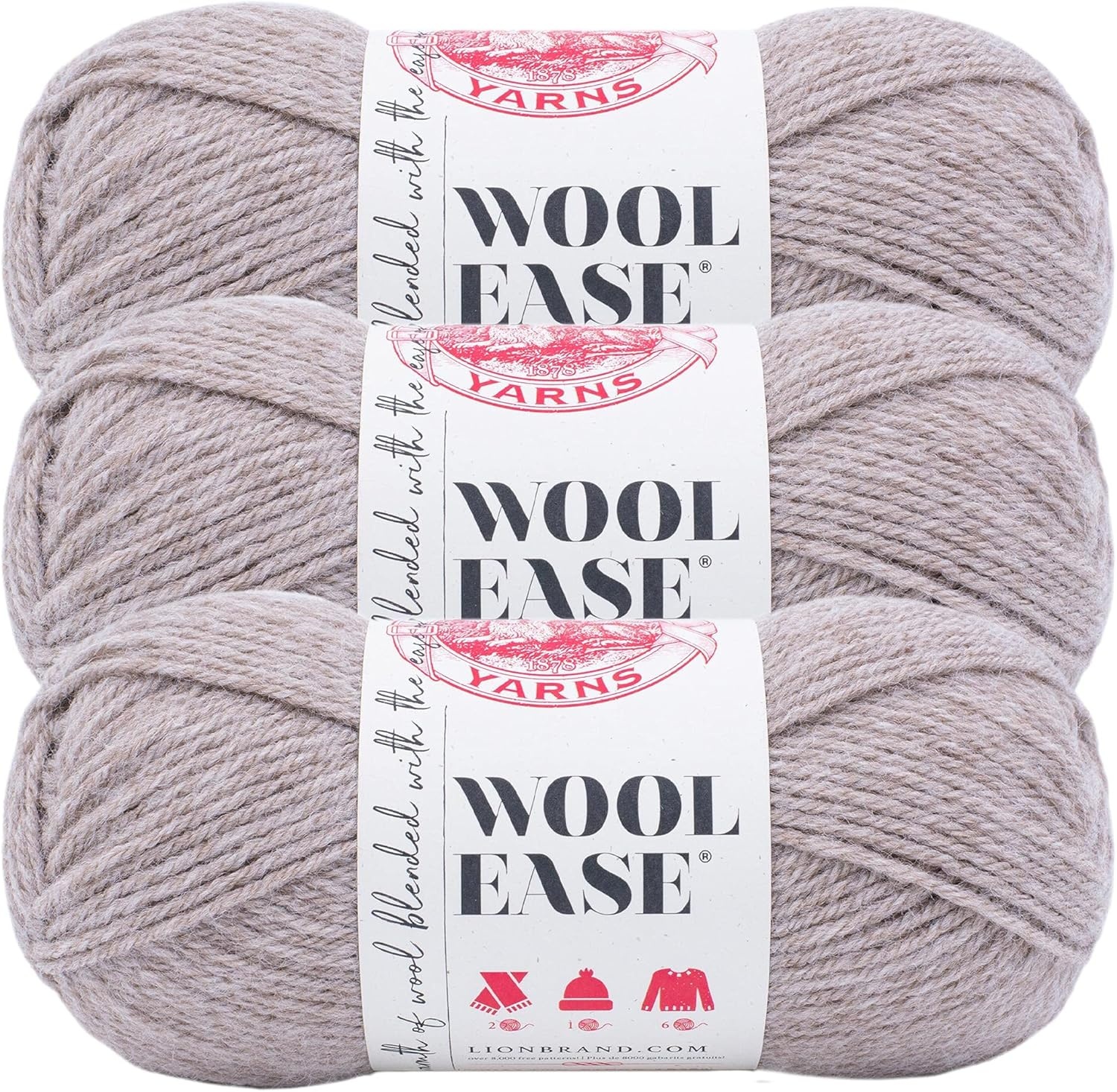 image:imageLion Brand Yarn WoolEase Yarn WorstedWeight Yarn for Knitting and Crocheting 1 Pack IcicleOatmeal