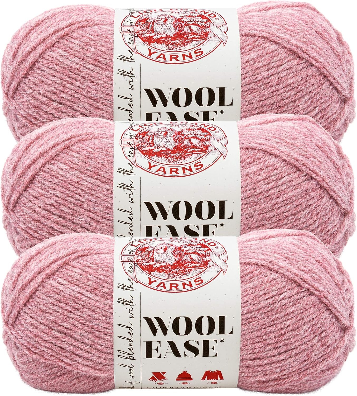 image:imageLion Brand Yarn WoolEase Yarn WorstedWeight Yarn for Knitting and Crocheting 1 Pack IcicleRose Heather