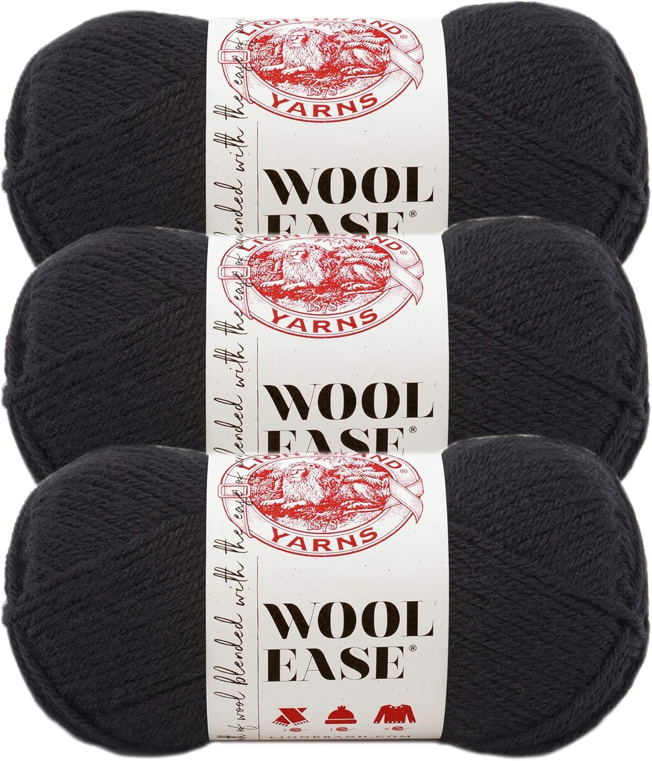 image:imageLion Brand Yarn WoolEase Yarn WorstedWeight Yarn for Knitting and Crocheting 1 Pack Natural HeatherBlack