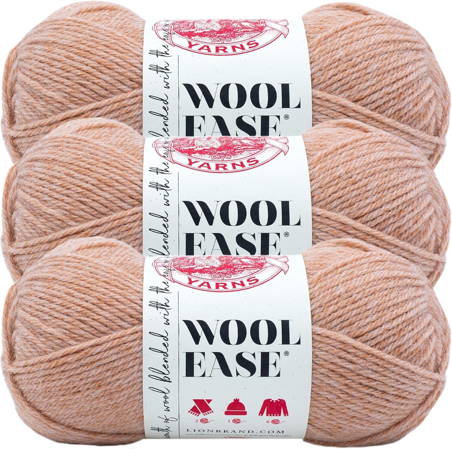 image:imageLion Brand Yarn WoolEase Yarn WorstedWeight Yarn for Knitting and Crocheting 1 Pack Natural HeatherCanyon Sunset