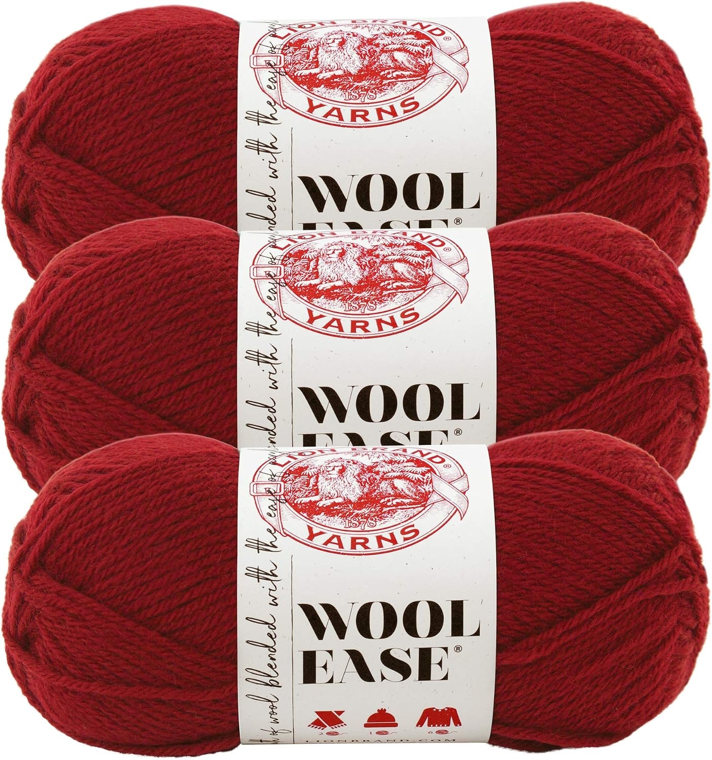 image:imageLion Brand Yarn WoolEase Yarn WorstedWeight Yarn for Knitting and Crocheting 1 Pack Natural HeatherCranberry