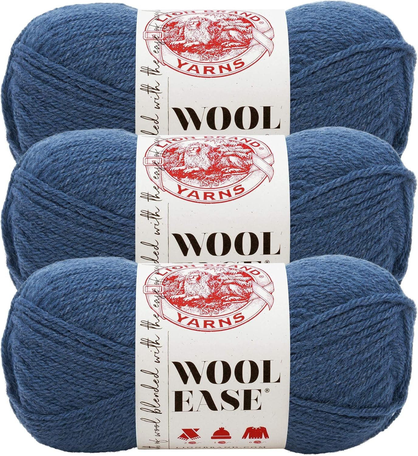 image:imageLion Brand Yarn WoolEase Yarn WorstedWeight Yarn for Knitting and Crocheting 1 Pack Natural HeatherDenim
