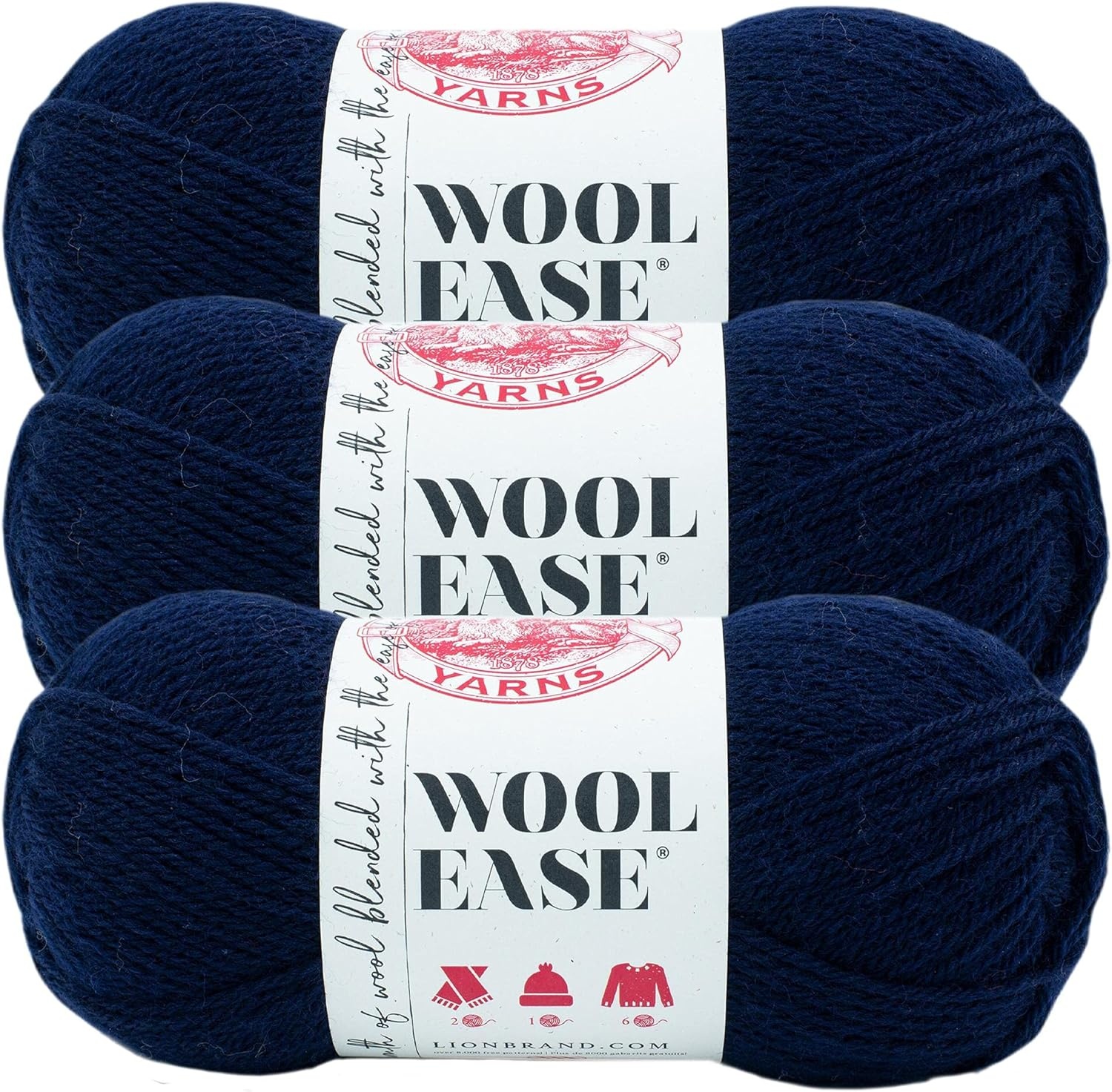 image:imageLion Brand Yarn WoolEase Yarn WorstedWeight Yarn for Knitting and Crocheting 1 Pack Natural HeatherNightshade