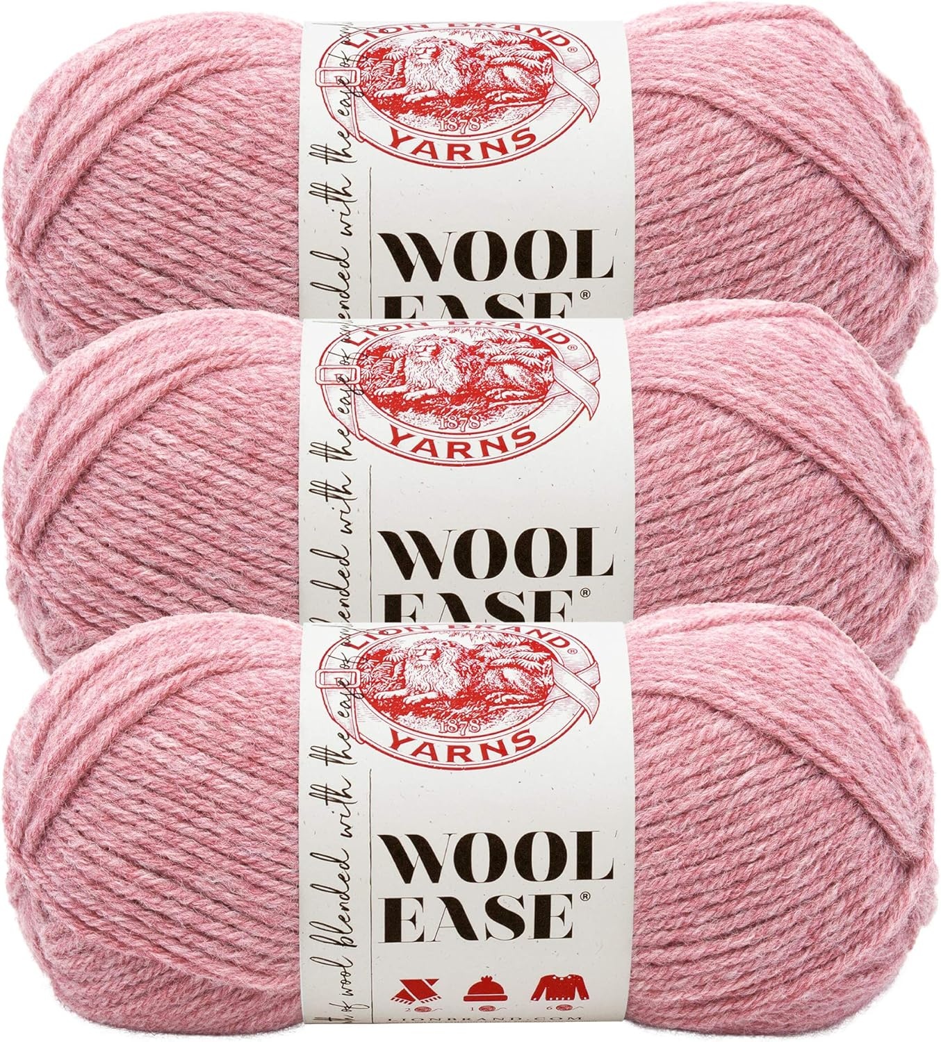 image:imageLion Brand Yarn WoolEase Yarn WorstedWeight Yarn for Knitting and Crocheting 1 Pack Natural HeatherRose Heather