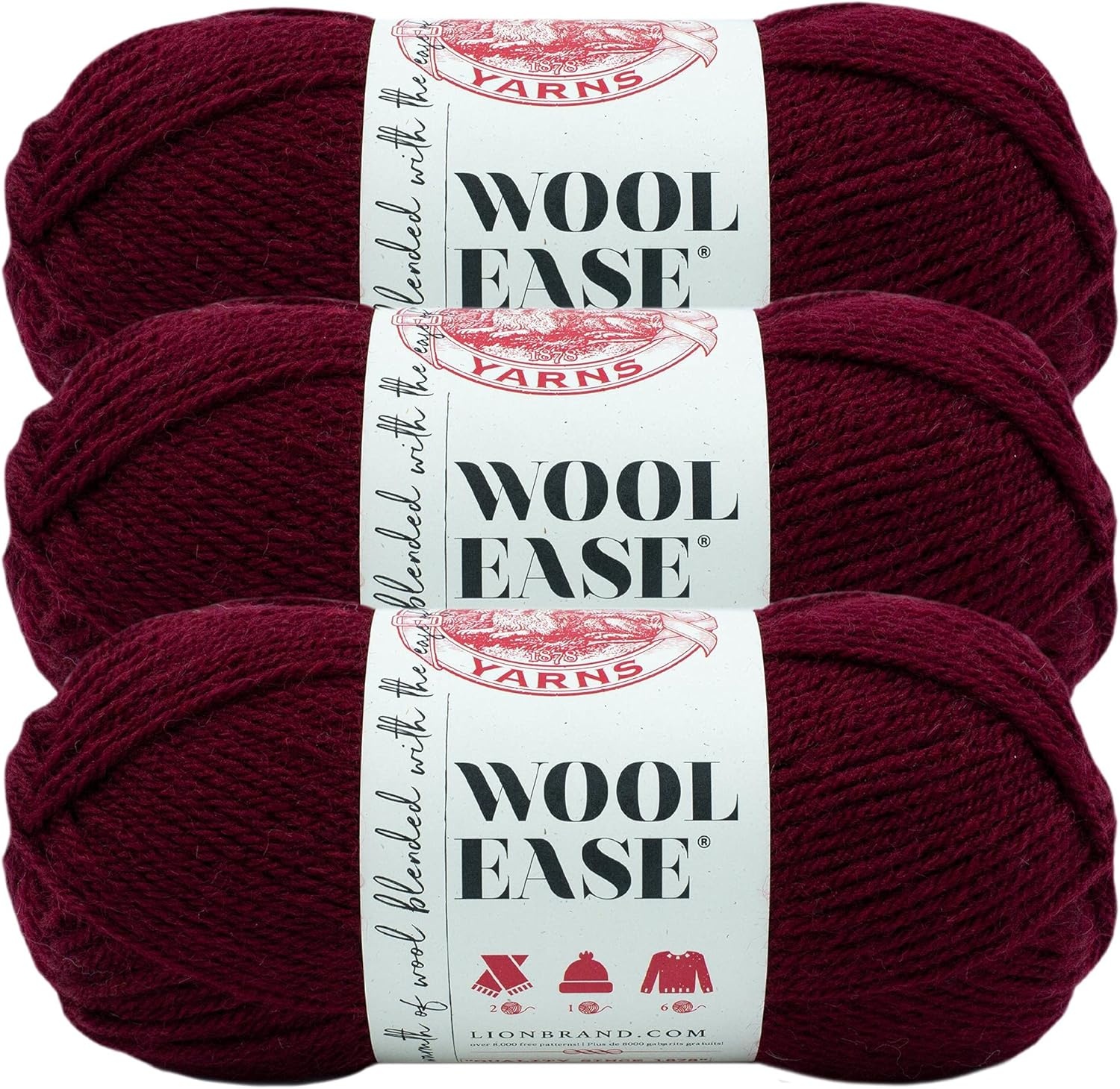 image:imageLion Brand Yarn WoolEase Yarn WorstedWeight Yarn for Knitting and Crocheting 1 Pack Natural HeatherTawny Port