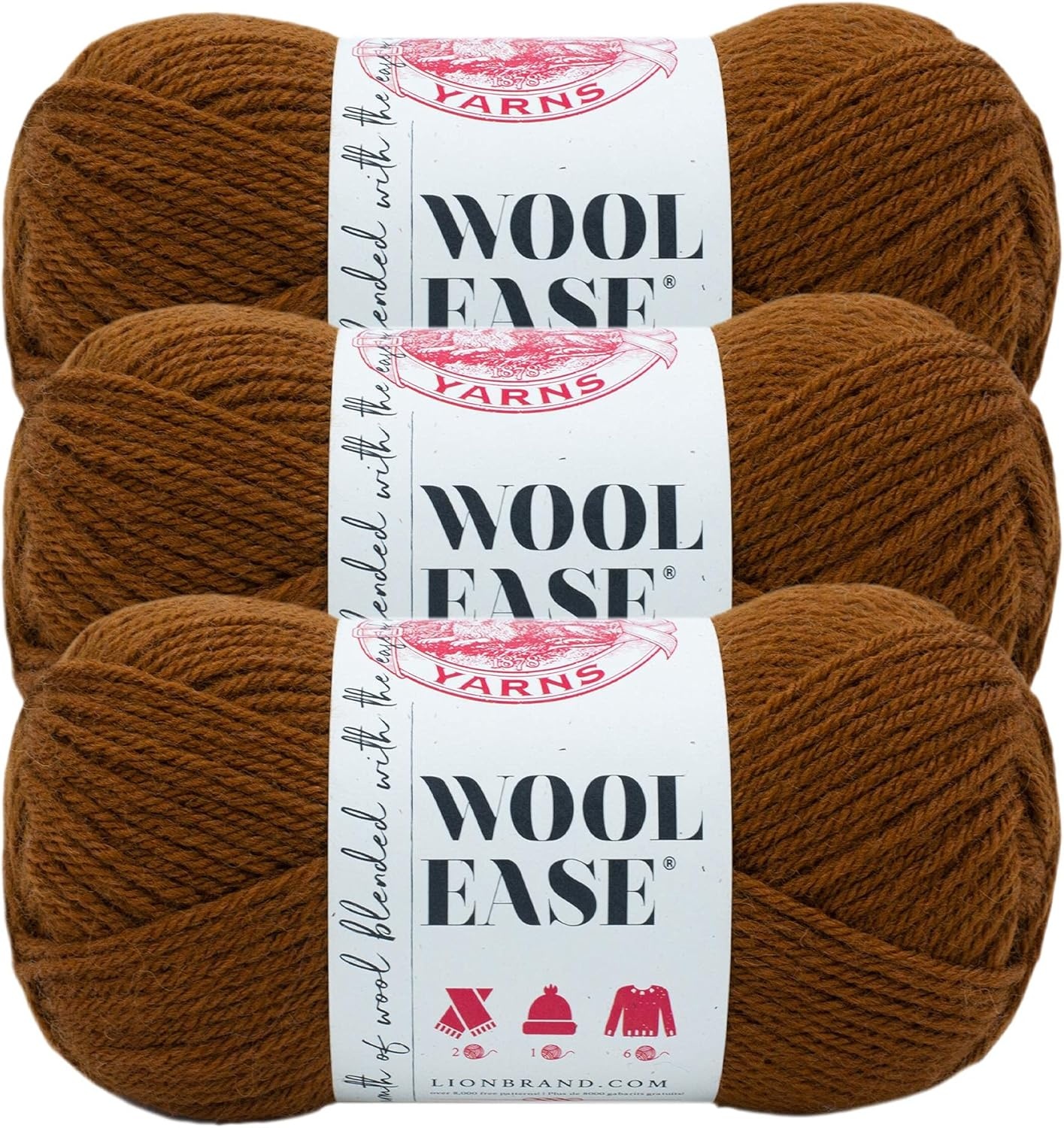 image:imageLion Brand Yarn WoolEase Yarn WorstedWeight Yarn for Knitting and Crocheting 1 Pack Natural HeatherUmber