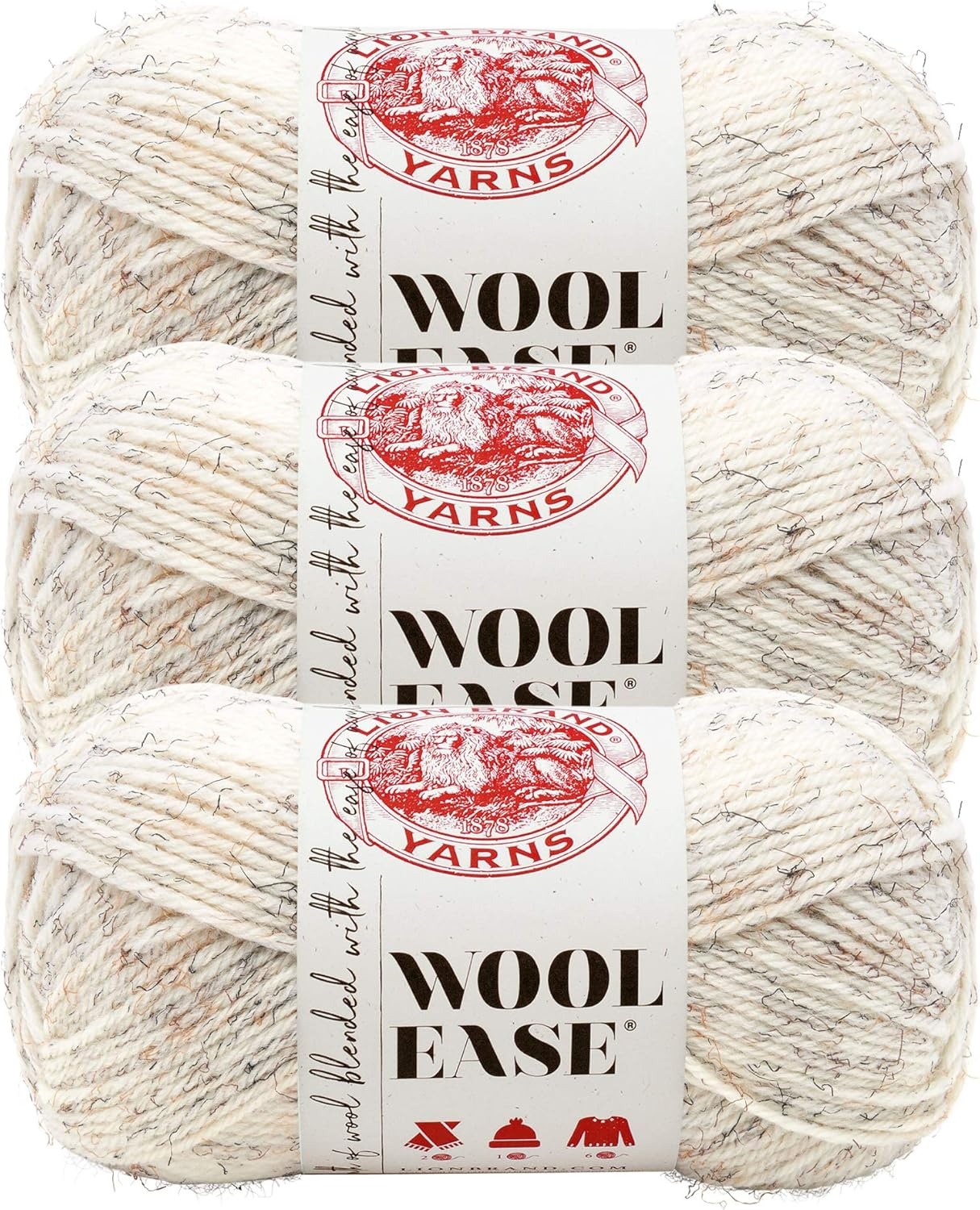 image:imageLion Brand Yarn WoolEase Yarn WorstedWeight Yarn for Knitting and Crocheting 1 Pack Natural HeatherWheat