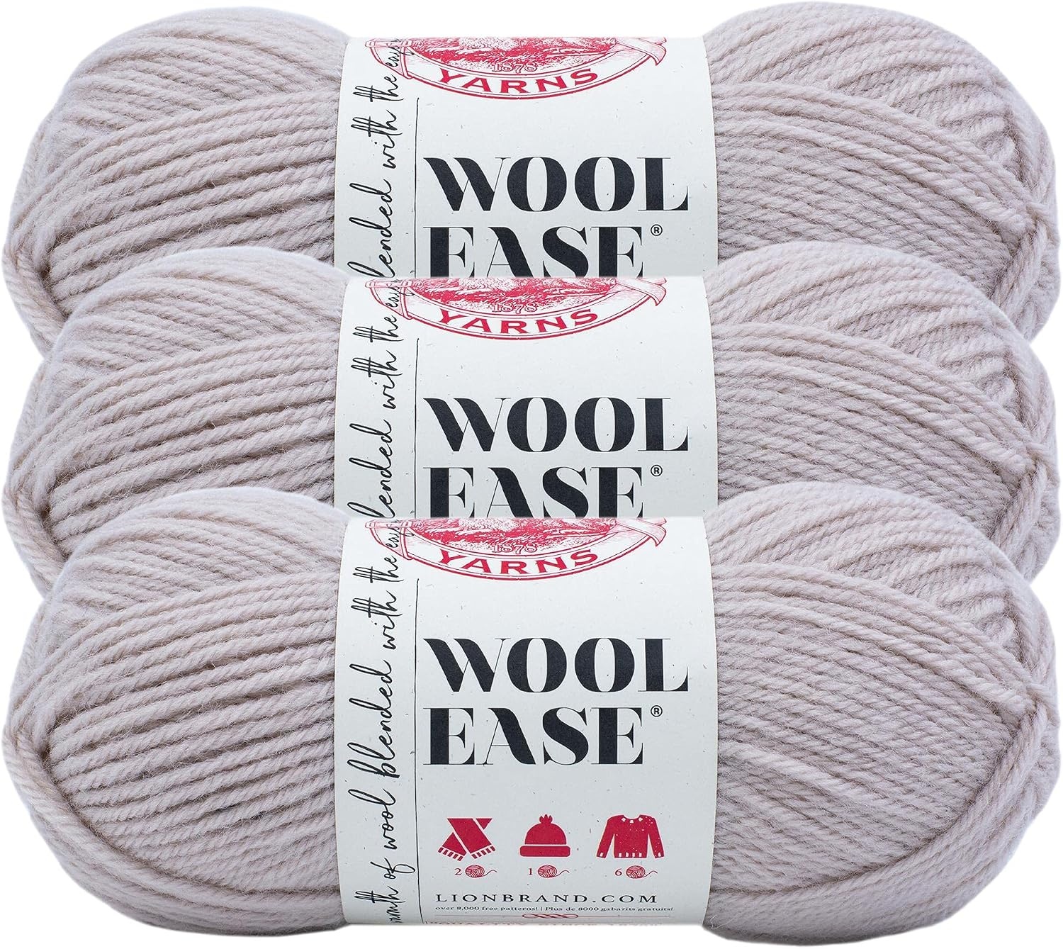 image:imageLion Brand Yarn WoolEase Yarn WorstedWeight Yarn for Knitting and Crocheting 1 Pack WhiteMultiAntler
