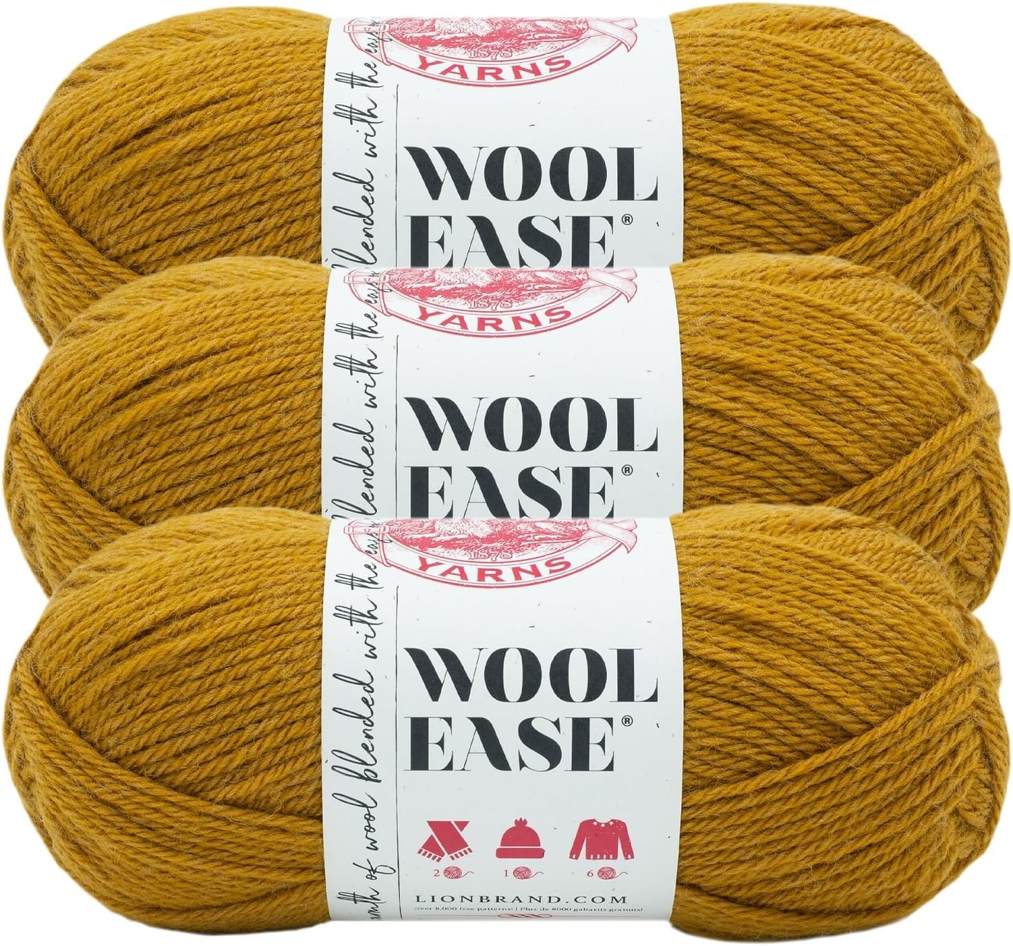 image:imageLion Brand Yarn WoolEase Yarn WorstedWeight Yarn for Knitting and Crocheting 1 Pack WhiteMultiArrowwood