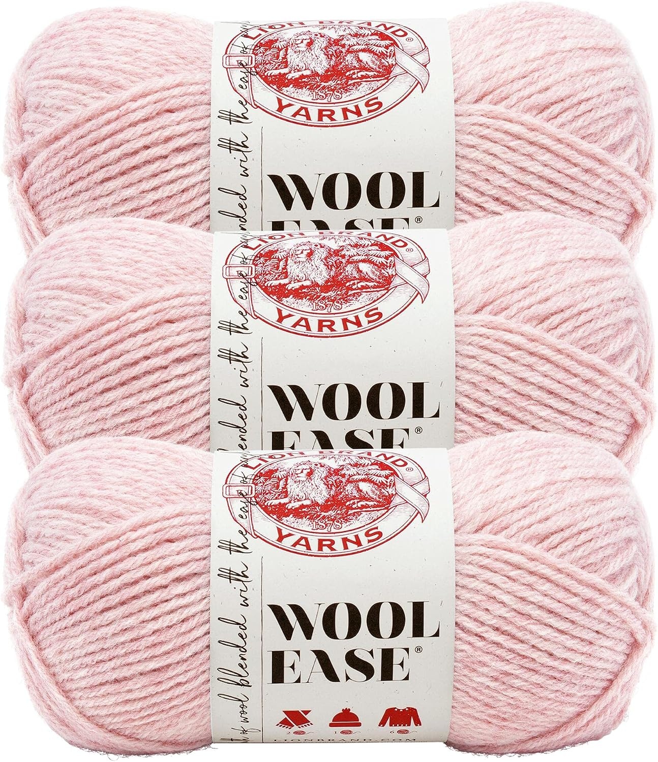 image:imageLion Brand Yarn WoolEase Yarn WorstedWeight Yarn for Knitting and Crocheting 1 Pack WhiteMultiBlush Heather
