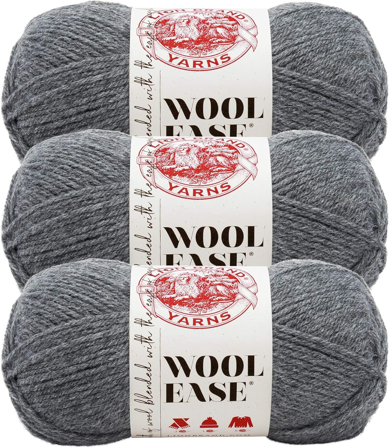 image:imageLion Brand Yarn WoolEase Yarn WorstedWeight Yarn for Knitting and Crocheting 1 Pack WhiteMultiOxford Grey