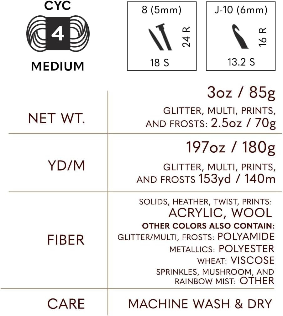 image:imageLion Brand Yarn WoolEase Yarn WorstedWeight Yarn for Knitting and Crocheting 1 Pack WhiteMultiWheat