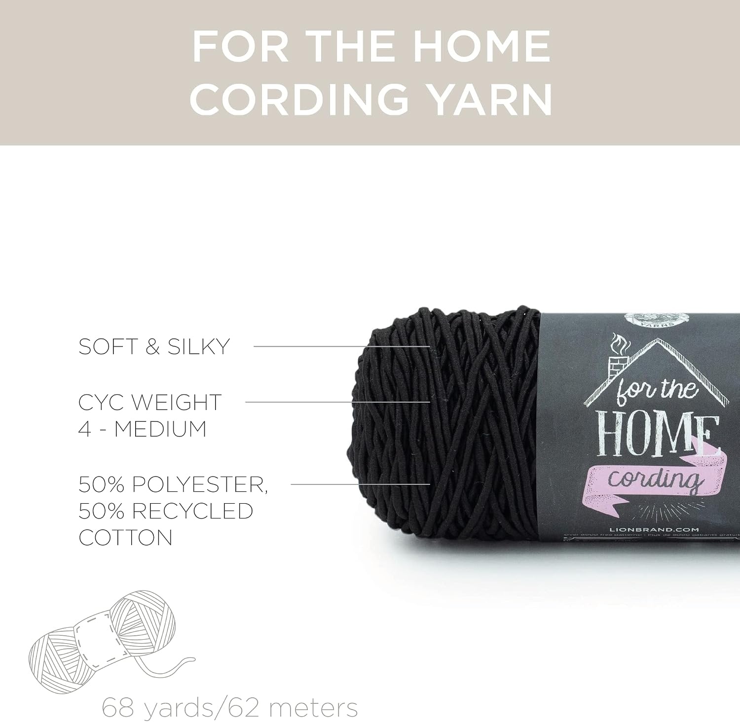 image:imageLion Brand Yarn for the Home Cording Yarn Black