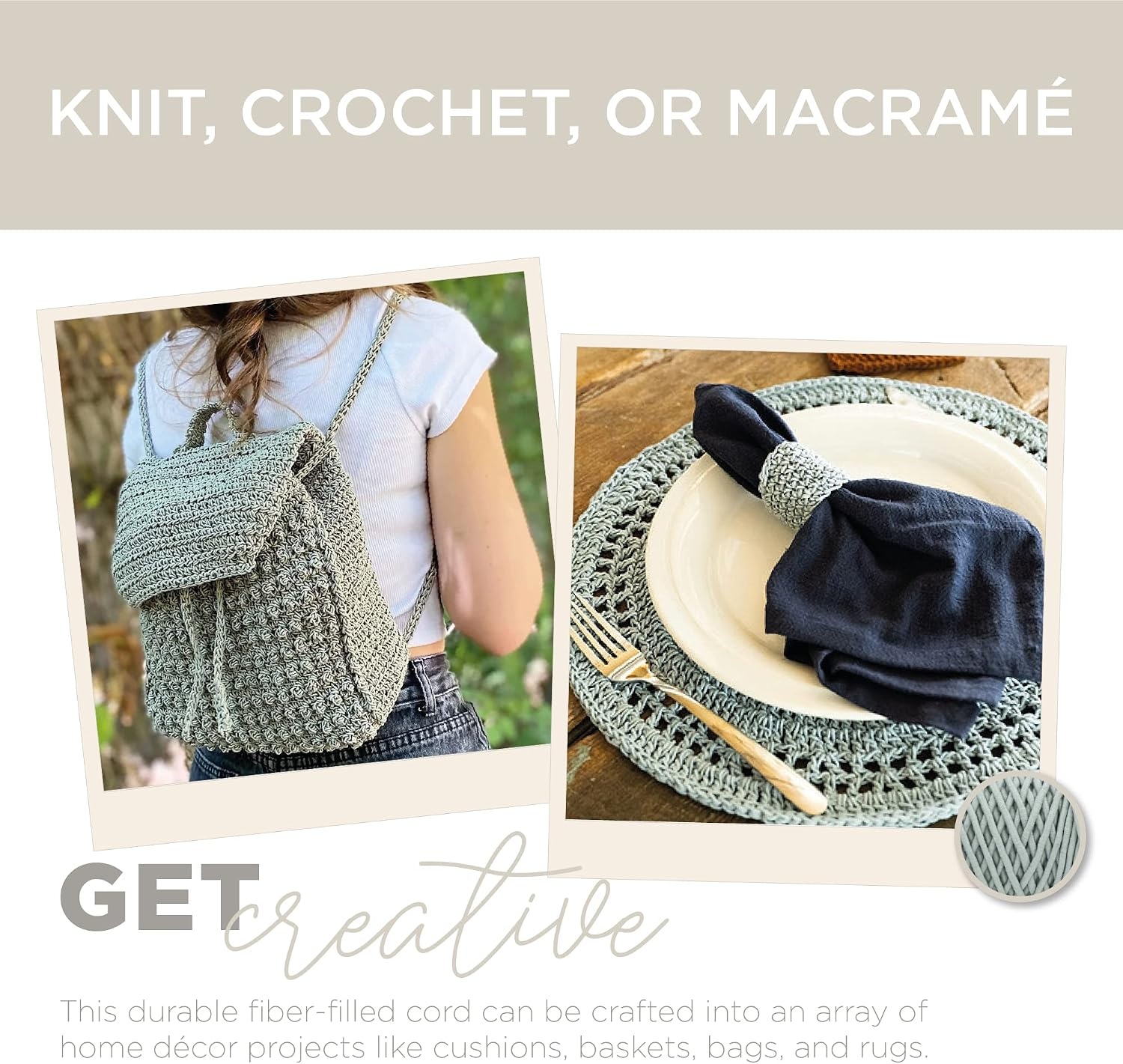 image:imageLion Brand Yarn for the Home Cording Yarn Greige