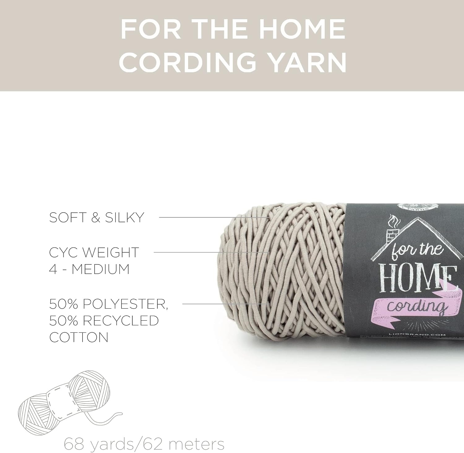 image:imageLion Brand Yarn for the Home Cording Yarn Greige