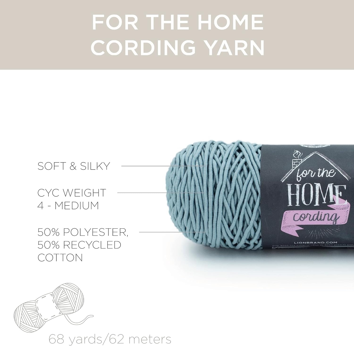image:imageLion Brand Yarn for the Home Cording Yarn Seafoam
