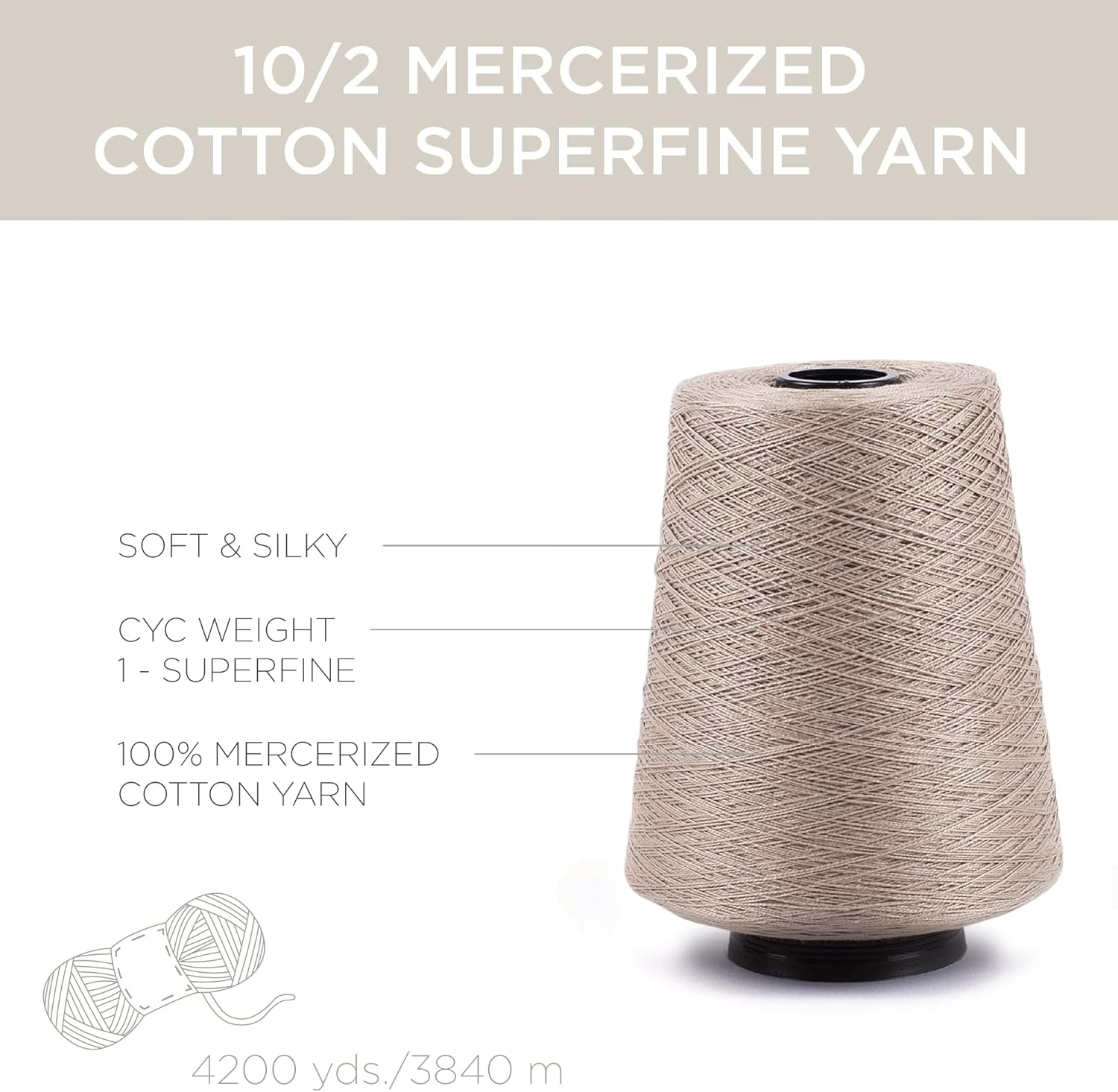 image:imageSilk City Fibers 102 Perle Mercerized Cotton Yarn for Machine Knitting Weaving and Crochet Pompeii Dust 1 Cone Designer Yarn for Premium Garments Delicate Shawls and Lace Weight ProjectsPompeii Dust