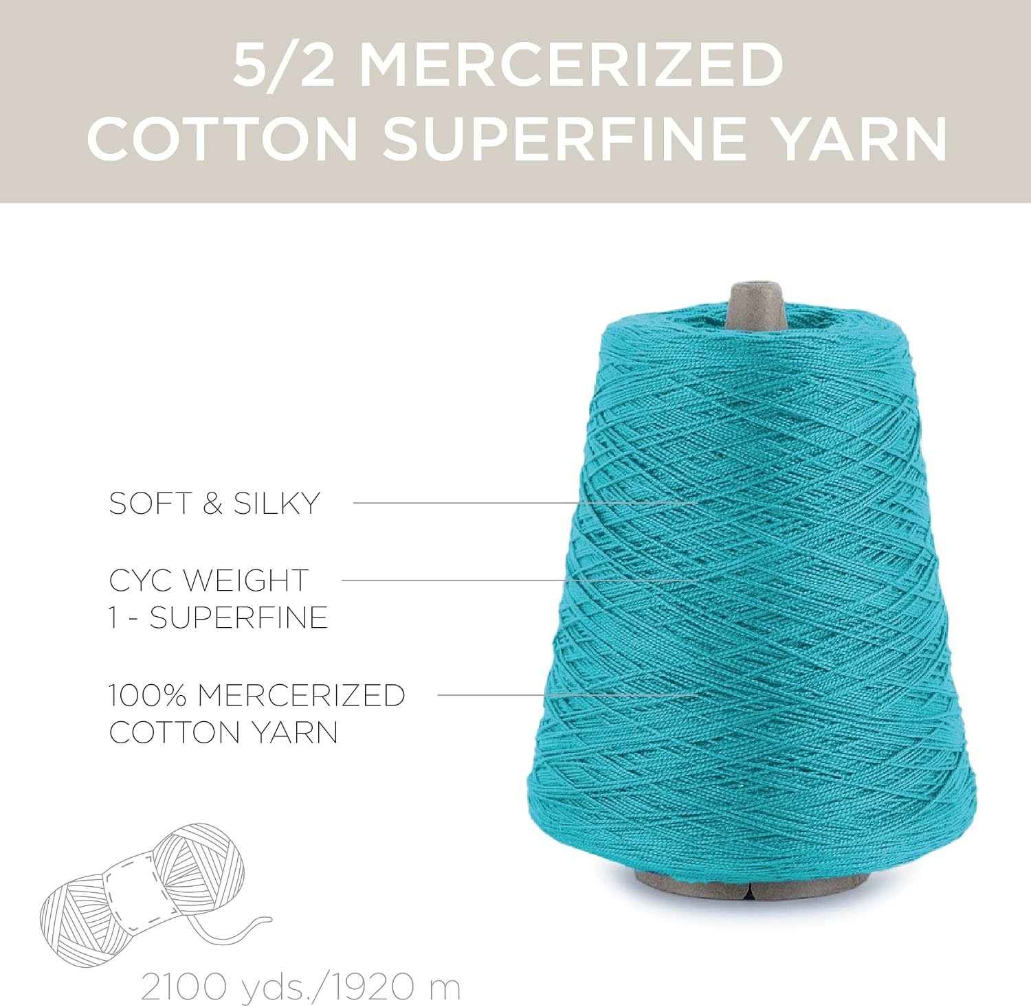 image:imageSilk City Fibers 52 Perle Mercerized Cotton Yarn for Machine Knitting Weaving and Crochet Hemp 1 Cone Designer Yarn for Premium Garments Delicate Shawls and Fingering Weight ProjectsCaribbean
