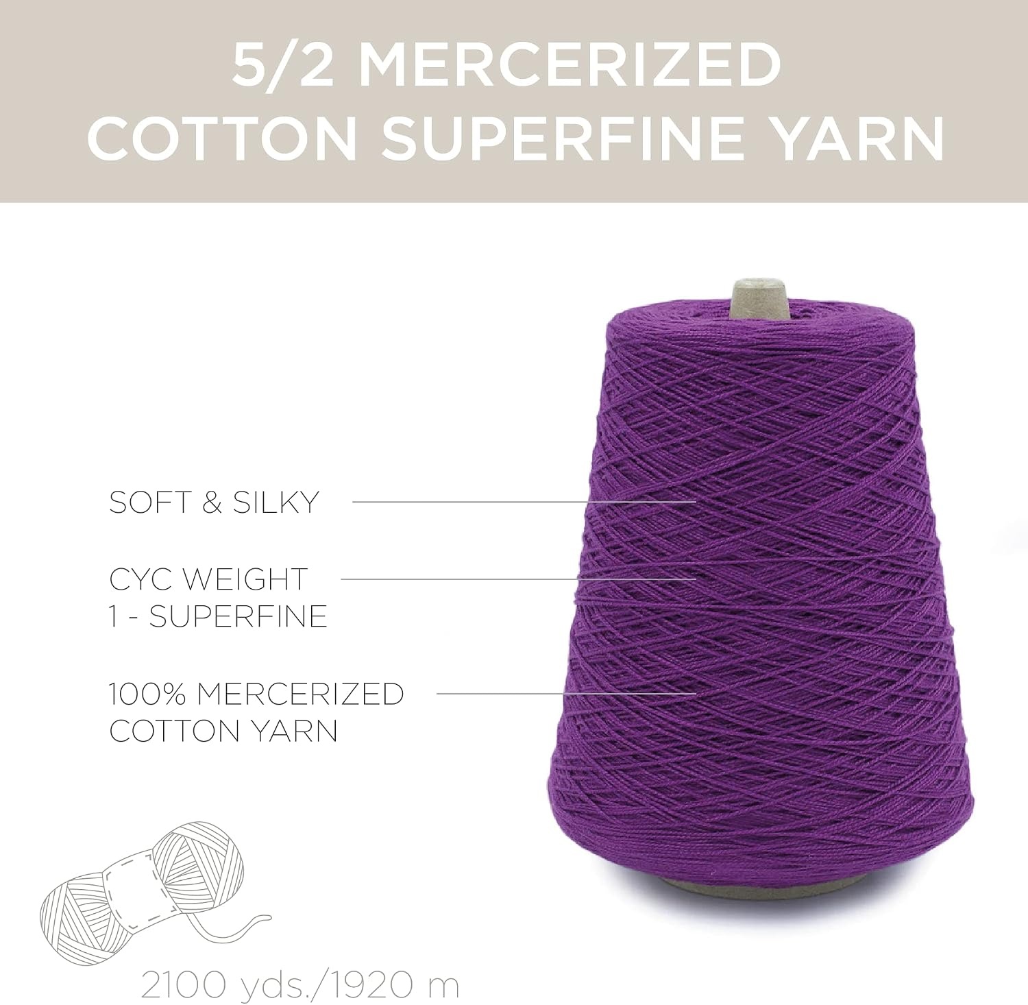 image:imageSilk City Fibers 52 Perle Mercerized Cotton Yarn for Machine Knitting Weaving and Crochet Hemp 1 Cone Designer Yarn for Premium Garments Delicate Shawls and Fingering Weight ProjectsWineberry