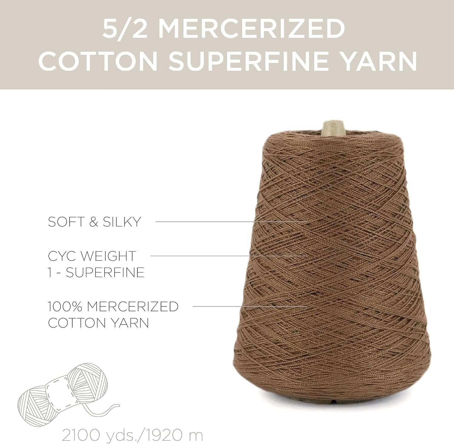 image:imageSilk City Fibers 52 Perle Mercerized Cotton Yarn for Machine Knitting Weaving and Crochet Hemp 1 Cone Designer Yarn for Premium Garments Delicate Shawls and Fingering Weight ProjectsCaf