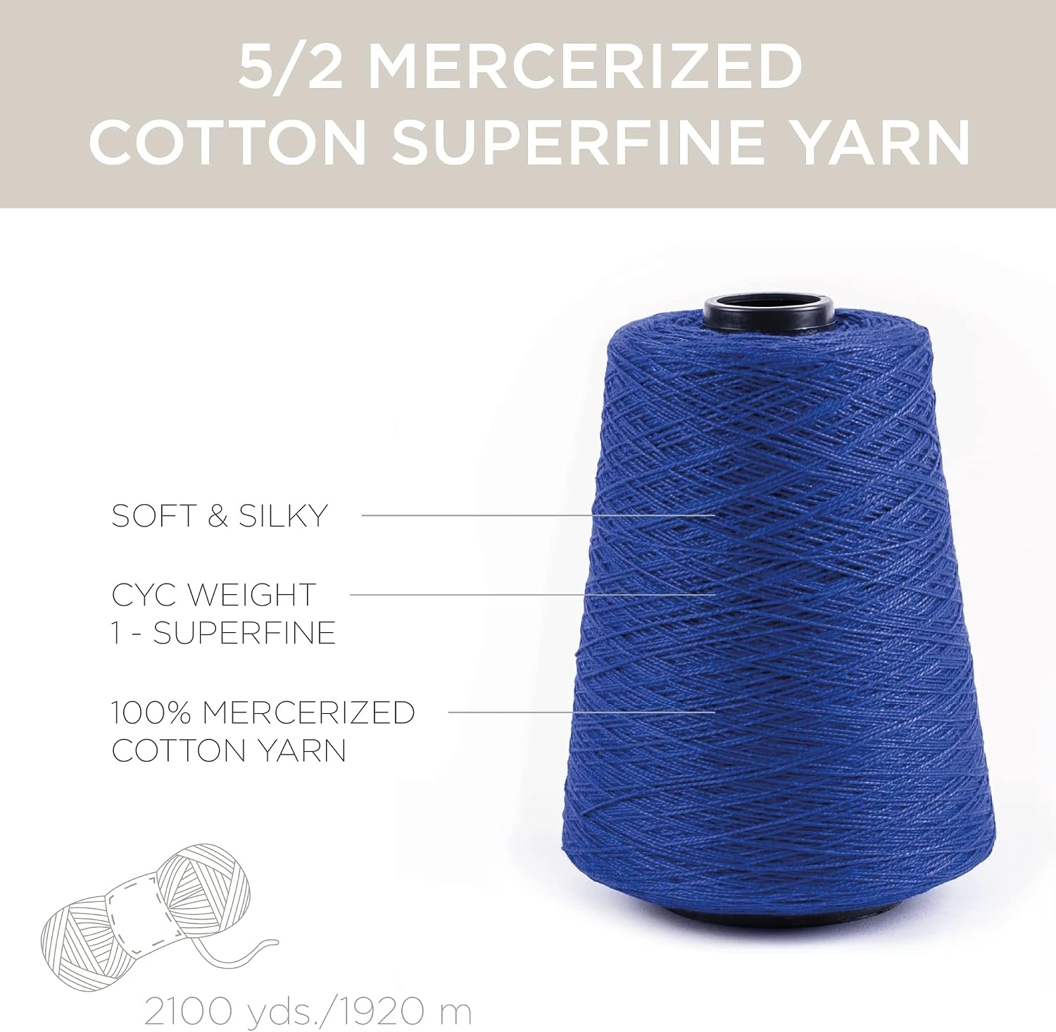 image:imageSilk City Fibers 52 Perle Mercerized Cotton Yarn for Machine Knitting Weaving and Crochet Hemp 1 Cone Designer Yarn for Premium Garments Delicate Shawls and Fingering Weight ProjectsLimoges
