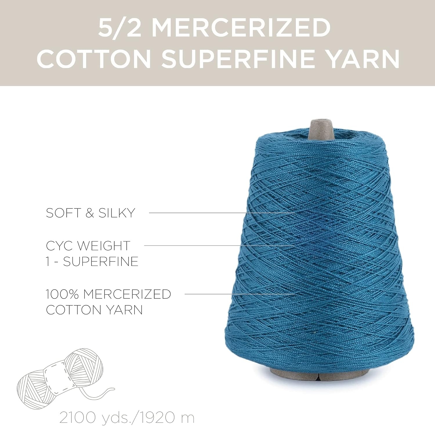 image:imageSilk City Fibers 52 Perle Mercerized Cotton Yarn for Machine Knitting Weaving and Crochet Hemp 1 Cone Designer Yarn for Premium Garments Delicate Shawls and Fingering Weight ProjectsTeal