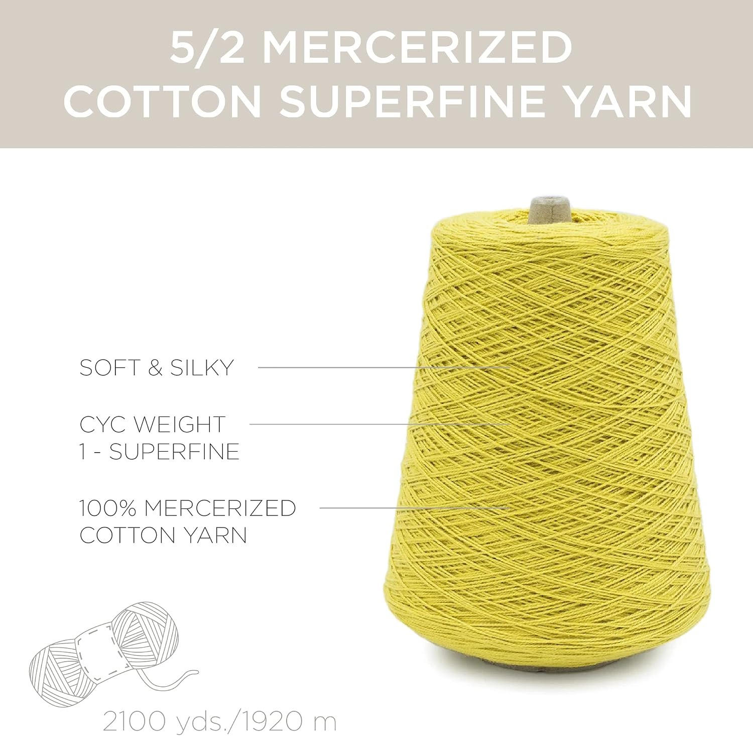 image:imageSilk City Fibers 52 Perle Mercerized Cotton Yarn for Machine Knitting Weaving and Crochet Hemp 1 Cone Designer Yarn for Premium Garments Delicate Shawls and Fingering Weight ProjectsMustard