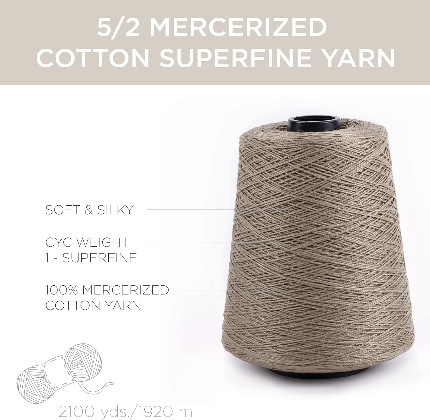 image:imageSilk City Fibers 52 Perle Mercerized Cotton Yarn for Machine Knitting Weaving and Crochet Hemp 1 Cone Designer Yarn for Premium Garments Delicate Shawls and Fingering Weight ProjectsHemp