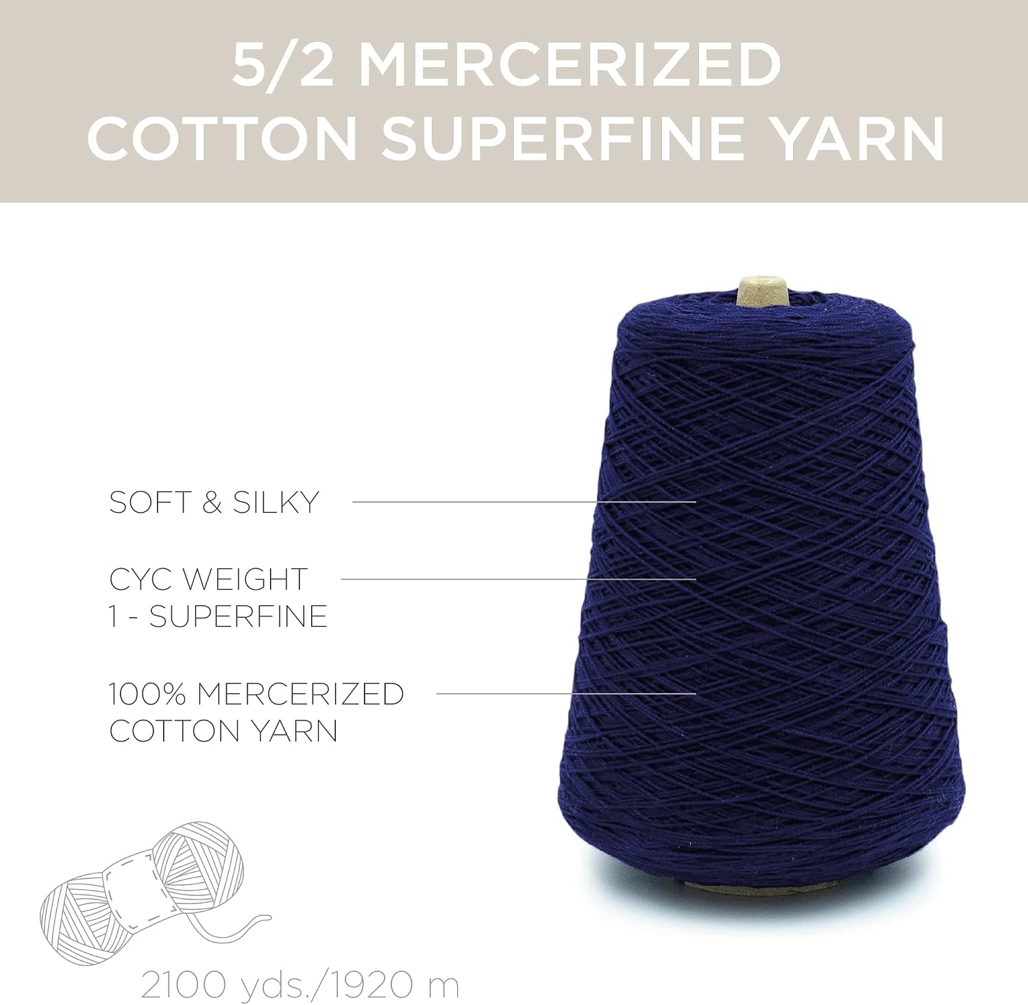 image:imageSilk City Fibers 52 Perle Mercerized Cotton Yarn for Machine Knitting Weaving and Crochet Hemp 1 Cone Designer Yarn for Premium Garments Delicate Shawls and Fingering Weight ProjectsConcord