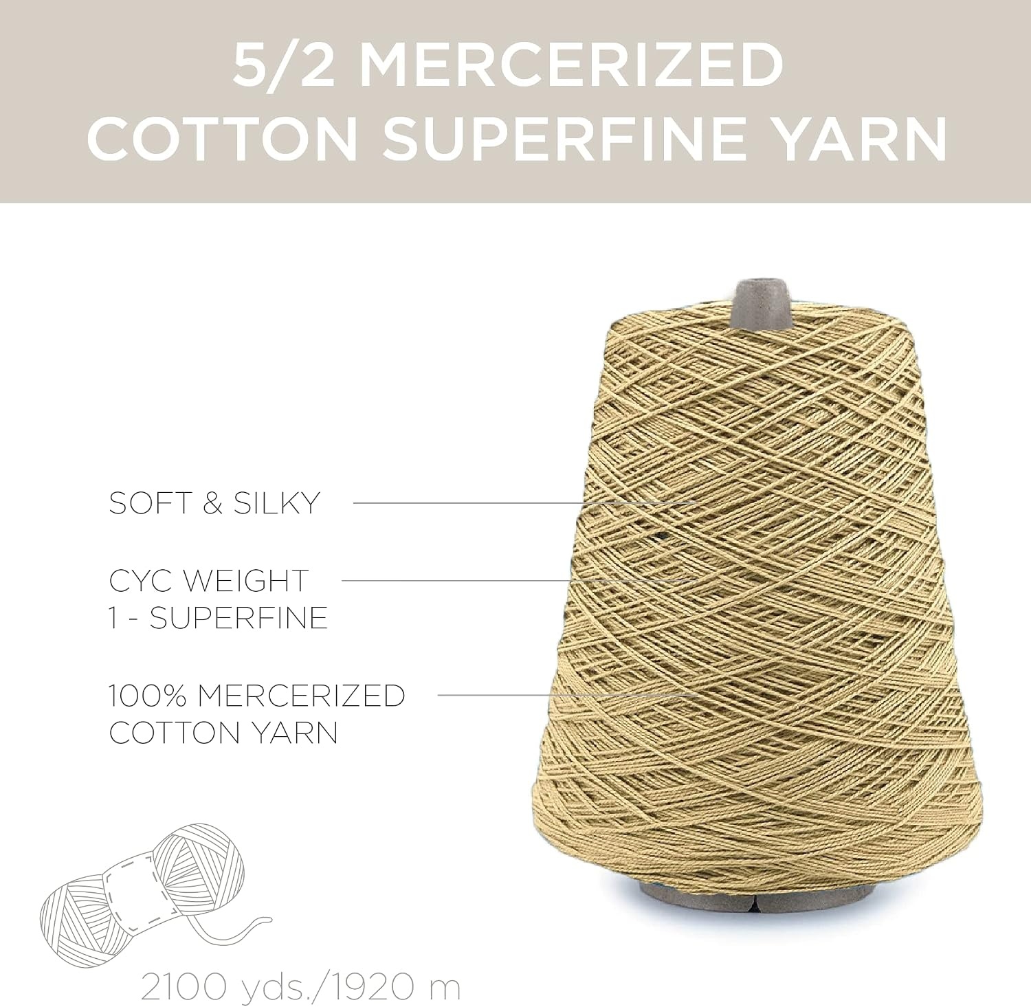 image:imageSilk City Fibers 52 Perle Mercerized Cotton Yarn for Machine Knitting Weaving and Crochet Hemp 1 Cone Designer Yarn for Premium Garments Delicate Shawls and Fingering Weight ProjectsLinen