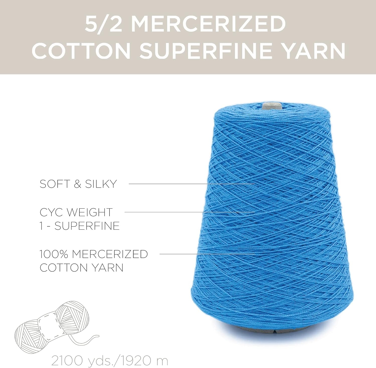 image:imageSilk City Fibers 52 Perle Mercerized Cotton Yarn for Machine Knitting Weaving and Crochet Hemp 1 Cone Designer Yarn for Premium Garments Delicate Shawls and Fingering Weight ProjectsAzurite