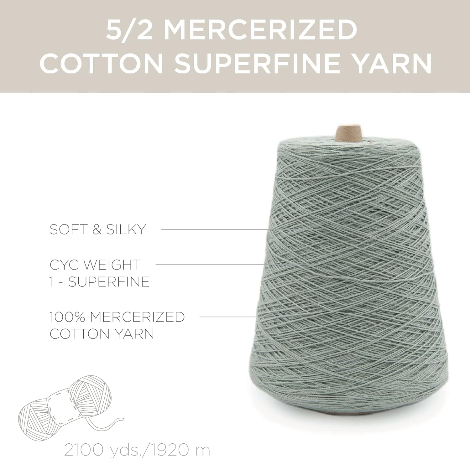 image:imageSilk City Fibers 52 Perle Mercerized Cotton Yarn for Machine Knitting Weaving and Crochet Hemp 1 Cone Designer Yarn for Premium Garments Delicate Shawls and Fingering Weight ProjectsSlate
