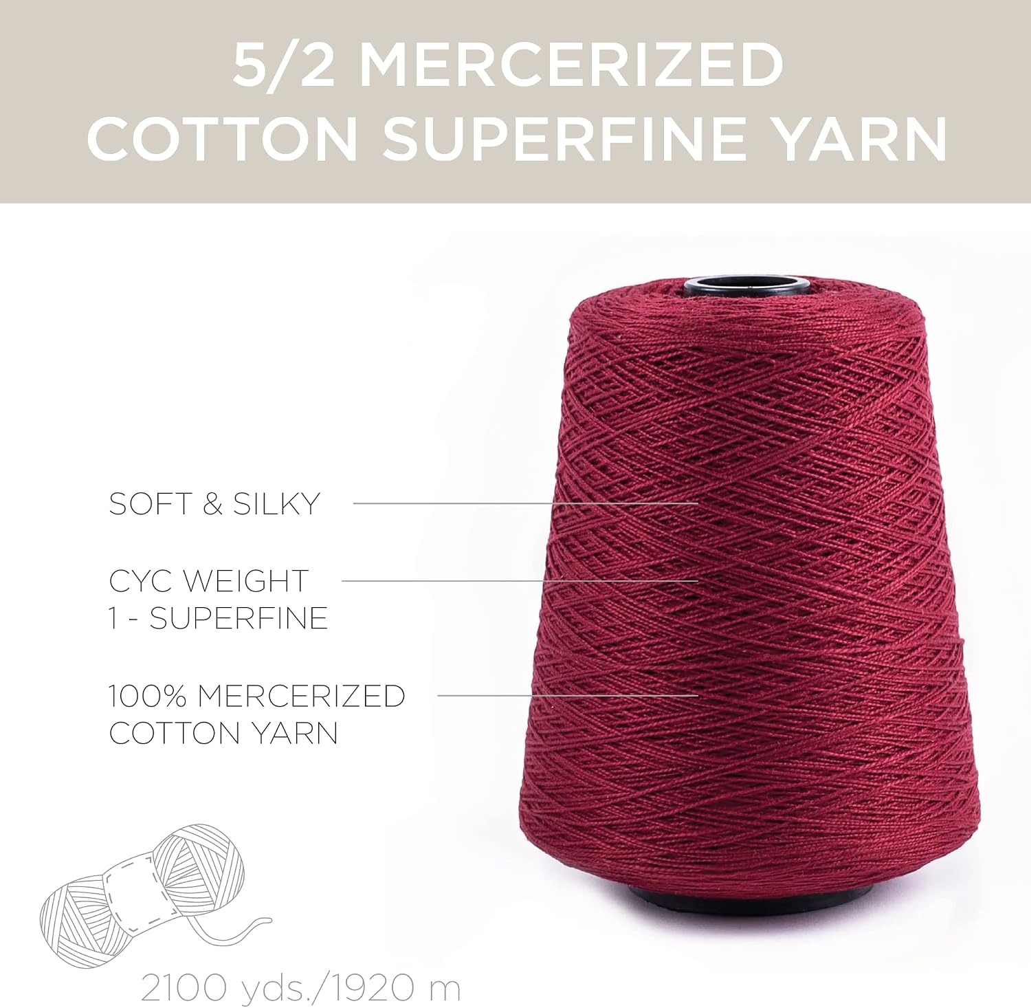 image:imageSilk City Fibers 52 Perle Mercerized Cotton Yarn for Machine Knitting Weaving and Crochet Hemp 1 Cone Designer Yarn for Premium Garments Delicate Shawls and Fingering Weight ProjectsBrick