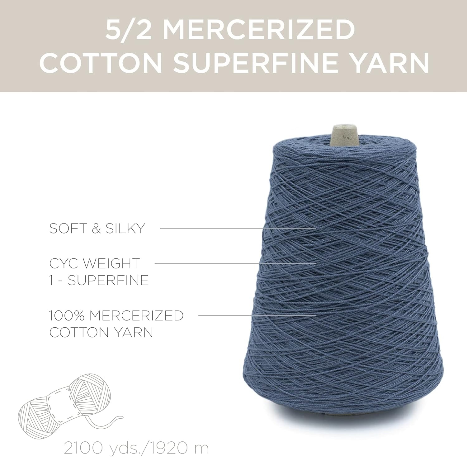image:imageSilk City Fibers 52 Perle Mercerized Cotton Yarn for Machine Knitting Weaving and Crochet Hemp 1 Cone Designer Yarn for Premium Garments Delicate Shawls and Fingering Weight ProjectsCharcoal