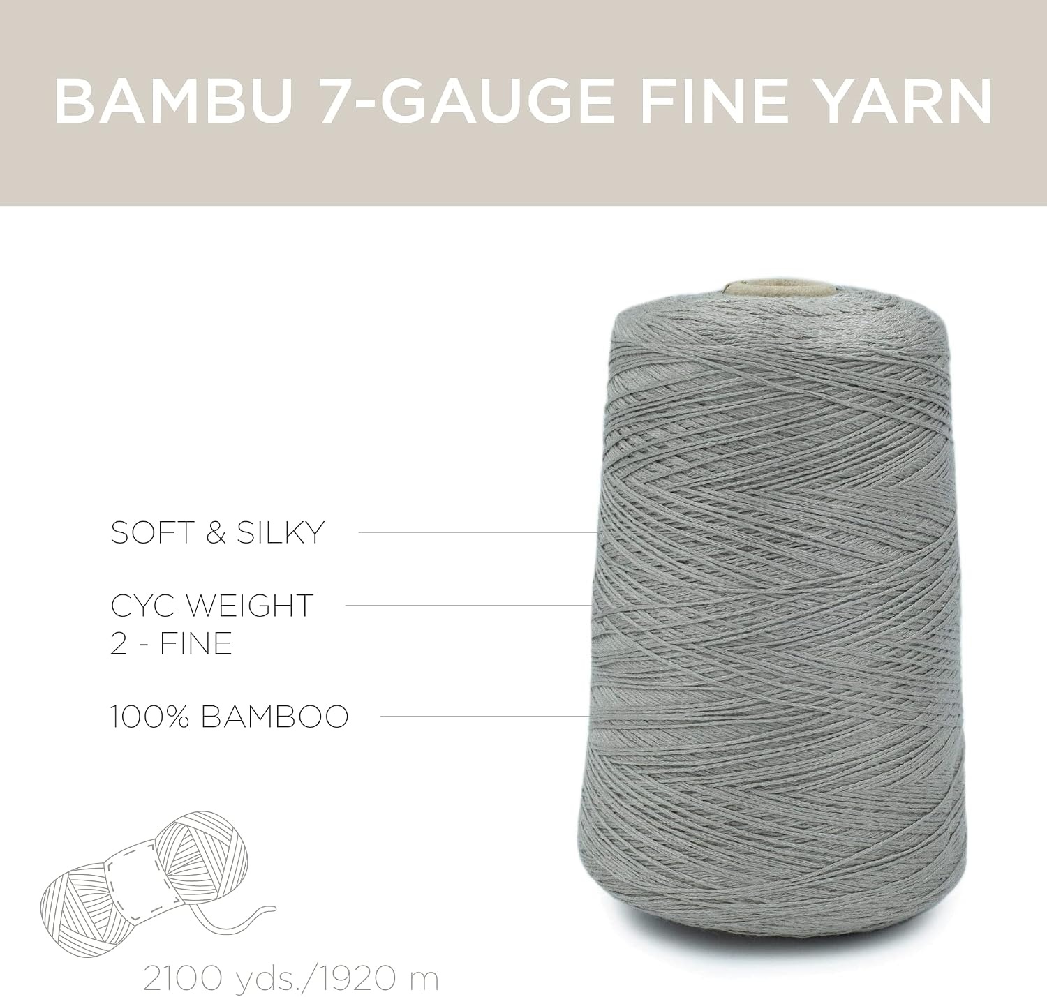 image:imageSilk City Fibers Bambu 7gg 100 Viscose derived from Bamboo Yarn for Machine Knitting Weaving and Crochet Red Passion 1 Cone Designer Yarn for Garments Soft Shawls and Fingering Weight ProjectsMushroom