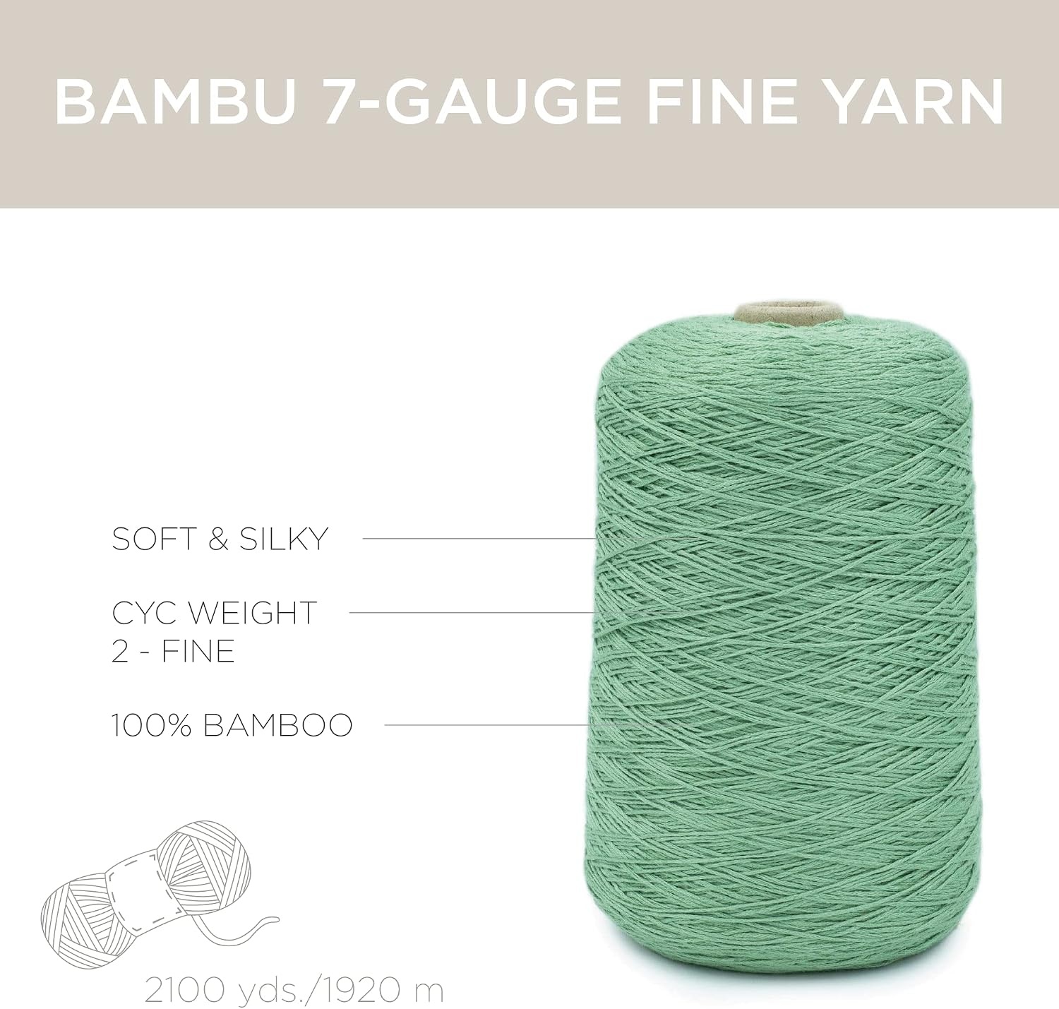 image:imageSilk City Fibers Bambu 7gg 100 Viscose derived from Bamboo Yarn for Machine Knitting Weaving and Crochet Red Passion 1 Cone Designer Yarn for Garments Soft Shawls and Fingering Weight ProjectsCilantro