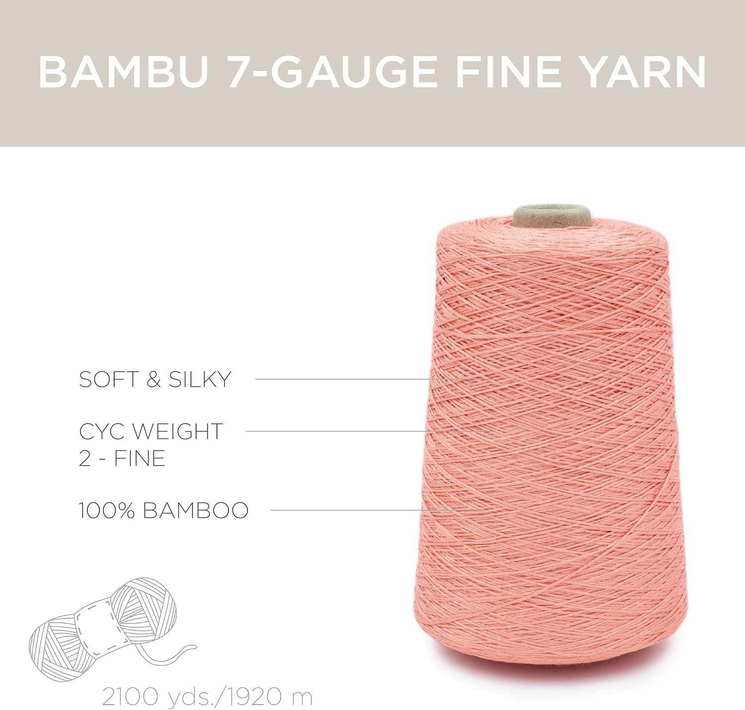 image:imageSilk City Fibers Bambu 7gg 100 Viscose derived from Bamboo Yarn for Machine Knitting Weaving and Crochet Red Passion 1 Cone Designer Yarn for Garments Soft Shawls and Fingering Weight ProjectsCoral